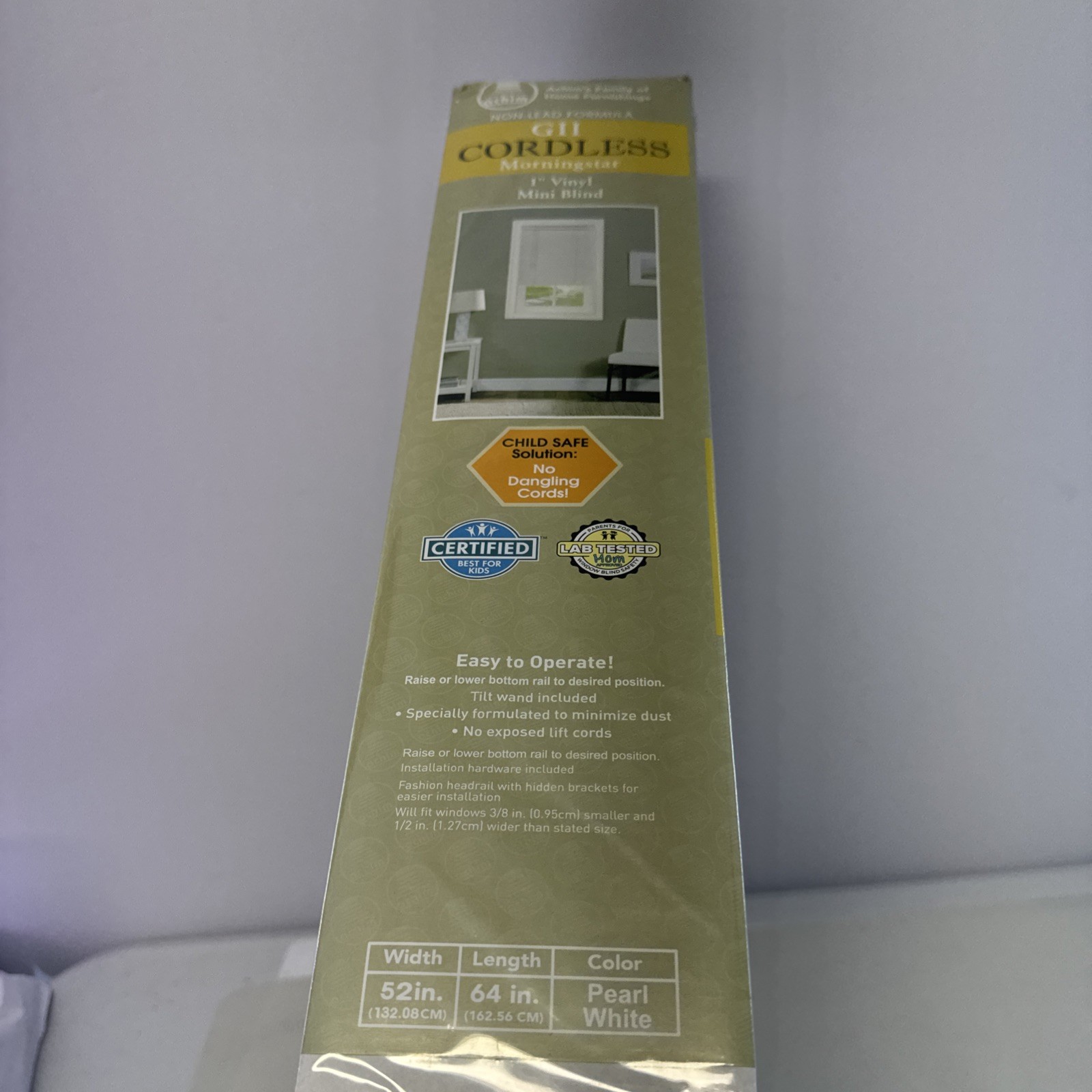Achim Home GII Morningstar 1″ Vinyl Mini Cordless Blinds 52×64 Open Box