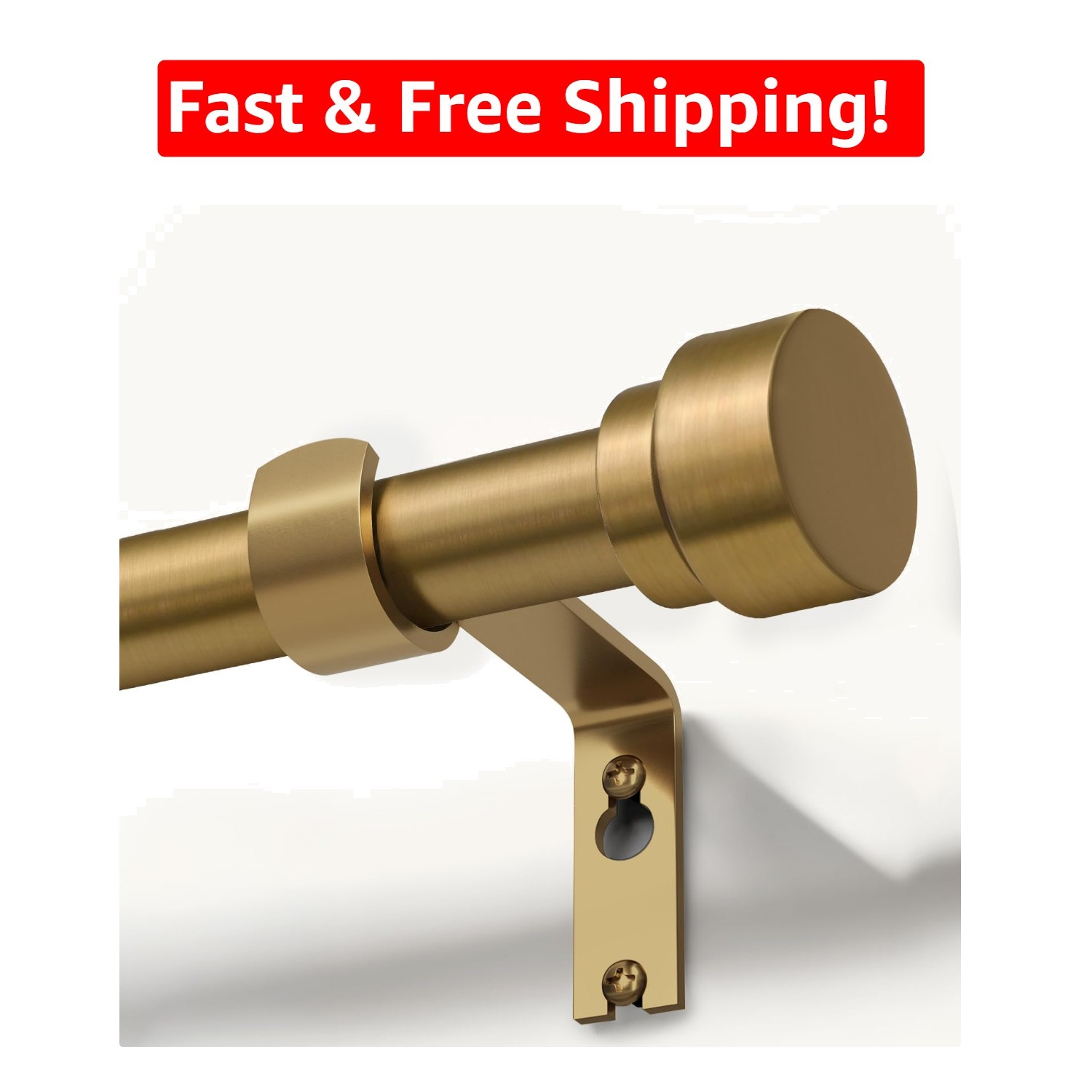 Sturdy 1″ Brass Curtain Rods 48-84 Inches with Solid Finials for Home Décor