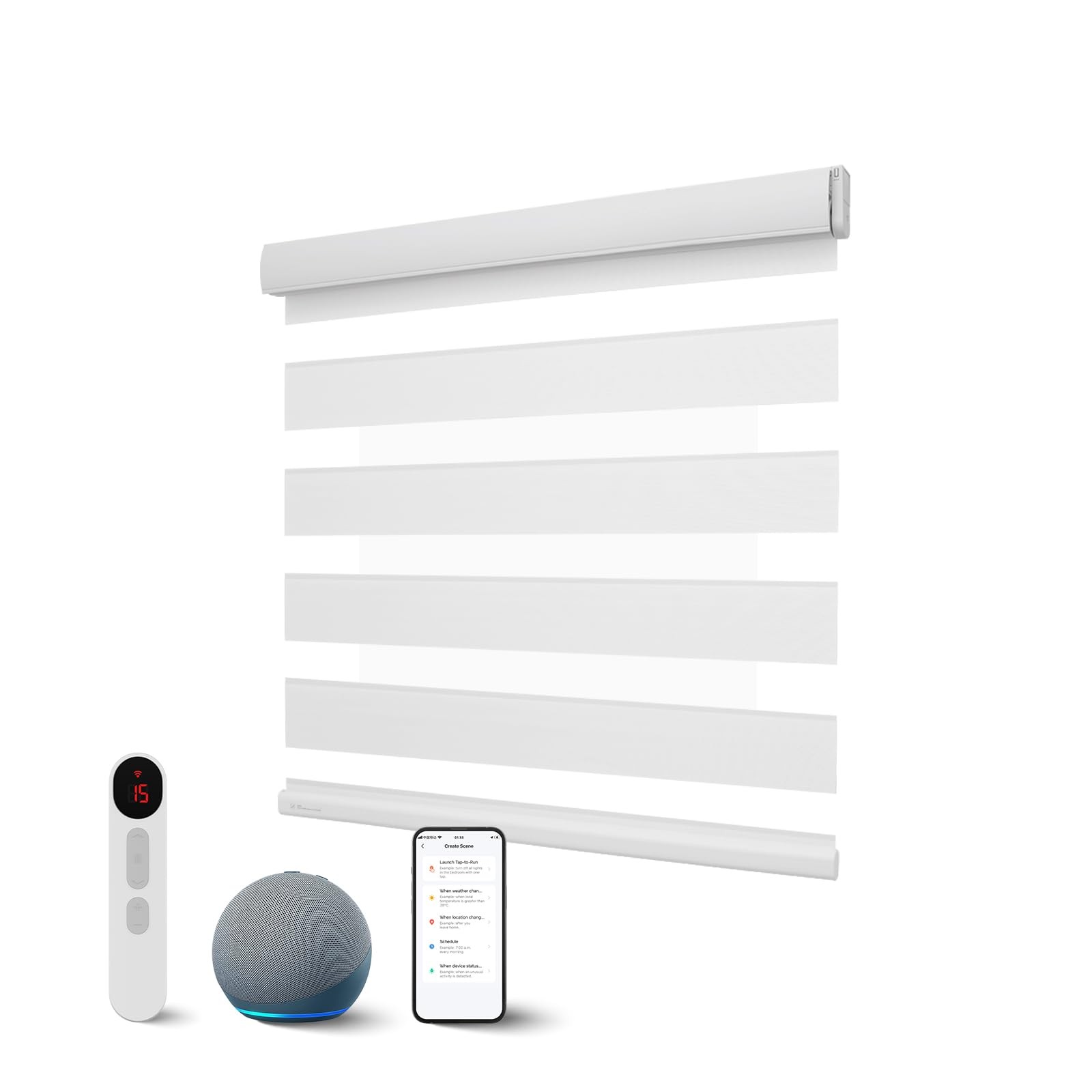 Citolen Motorized Zebra Blinds Remote Smart Dual Layer Automatic Shades Privacy