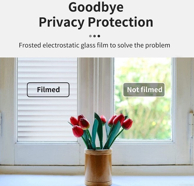 Privacy Window Film ~ Window Sticker ~ 17.7″ x 78.7″ ~ FROSTED GLASS ~ BLINDS