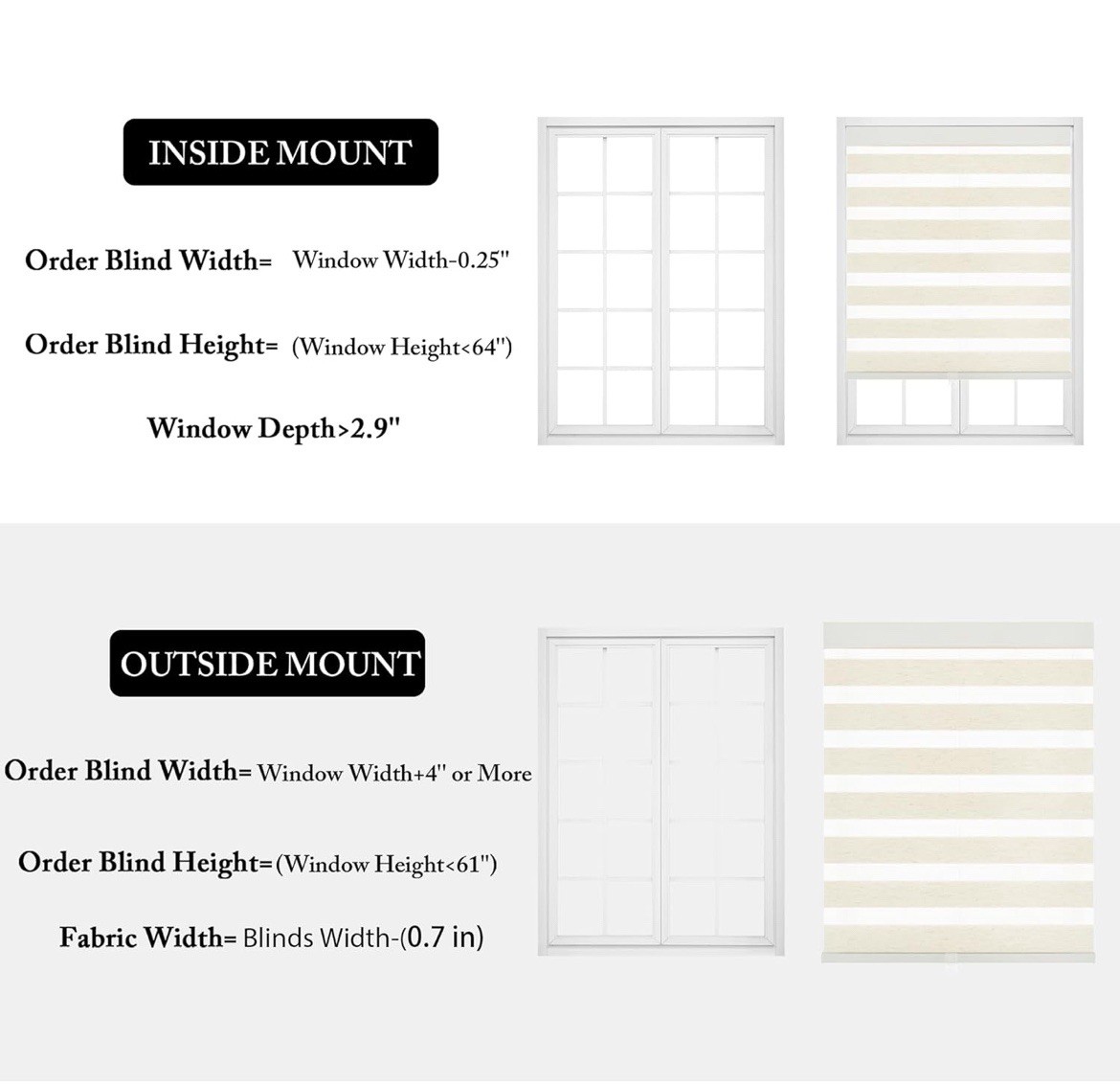 Cordless Zebra Blinds for Windows Flaxen Zebra Shades Light-Filtering Dual La…