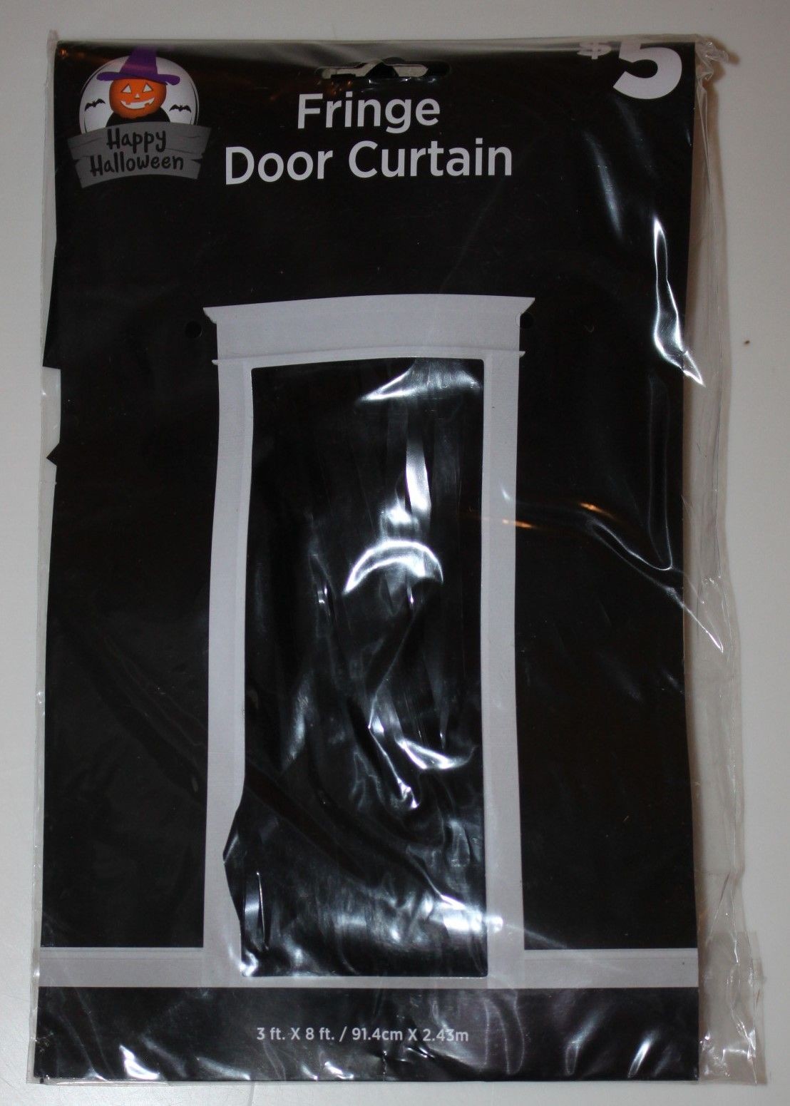 Halloween Fringe Door Curtain 3ft x 8ft Black Holiday Doorway Decor Indoor