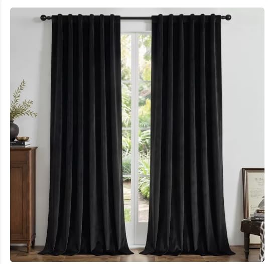 Joydeco Black 100% Blackout Curtains 96 Inch 2 52″W x 96″L (Pack of 2),