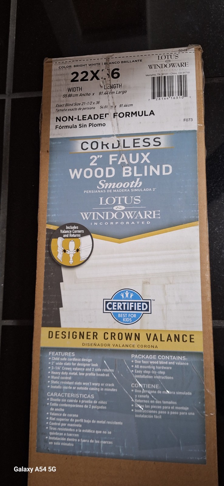 Lotus & Windoware 2-in Cordless Faux Wood Smooth Blind White 22in x 36in