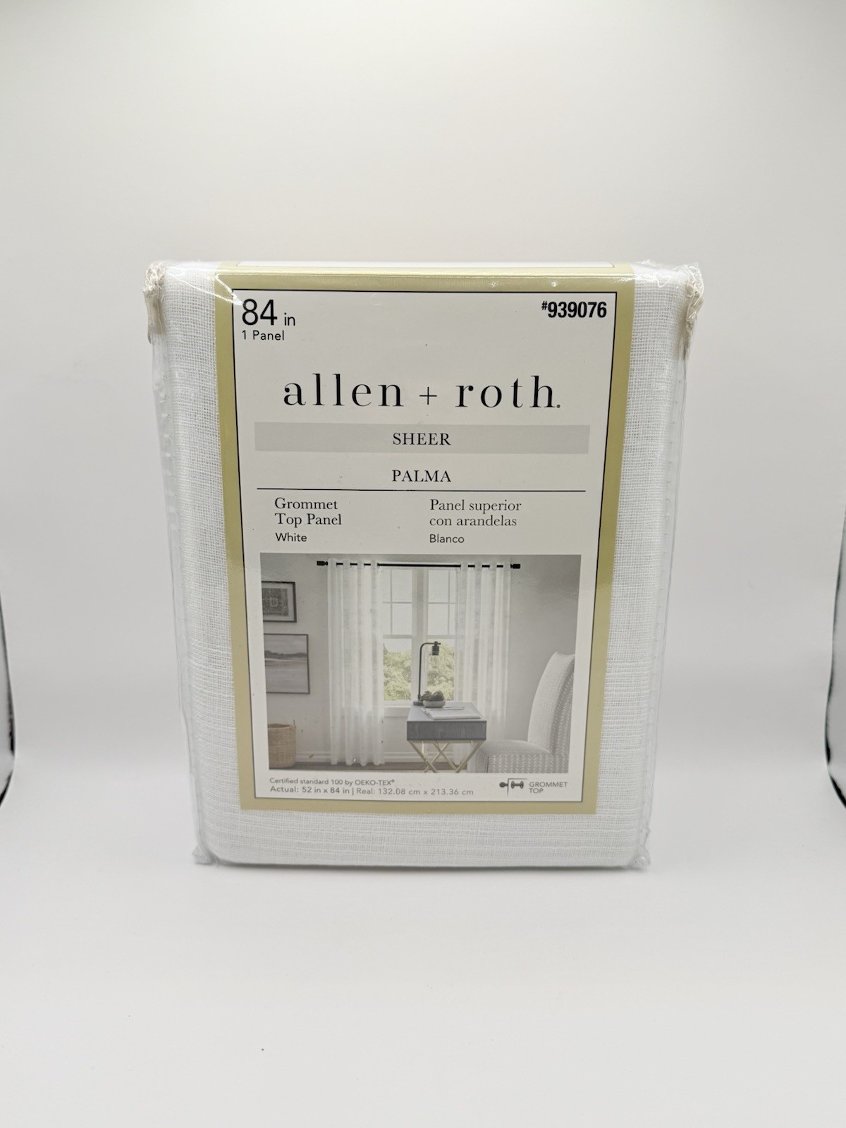 Allen Roth Sheer Palma Grommet Top Panel White 52x84in 939076