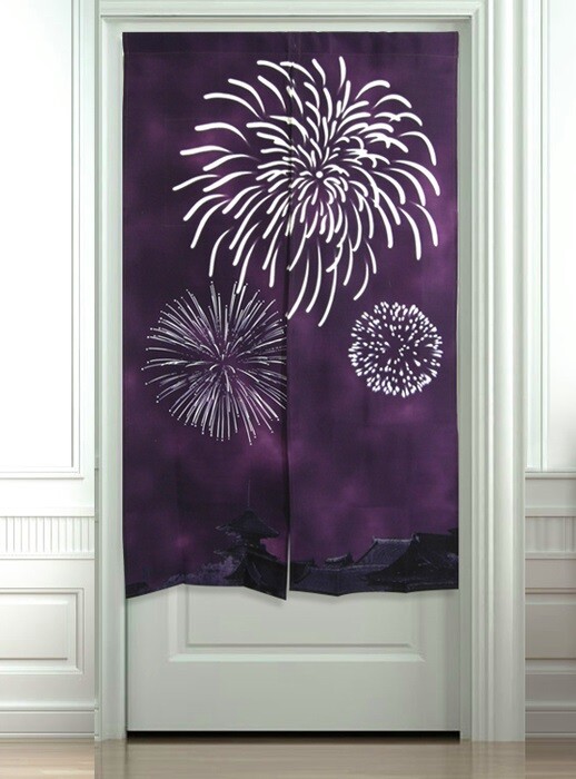 Japanese Noren Tapestry Door Curtain Firework 100% Polyester 82cm x 140cm