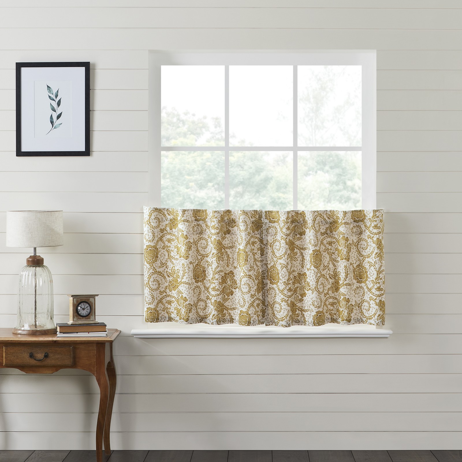 VHC Brands Farmhouse 24″x36″ Tier Pair Creme Rod Pocket Kitchen Window Curtains