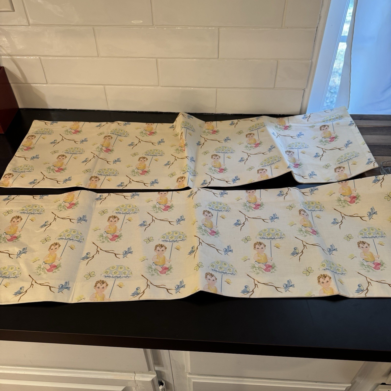 Valance set 2 Window Curtain Topper 10″W X34″L Baby Childs room Butterfly Birds