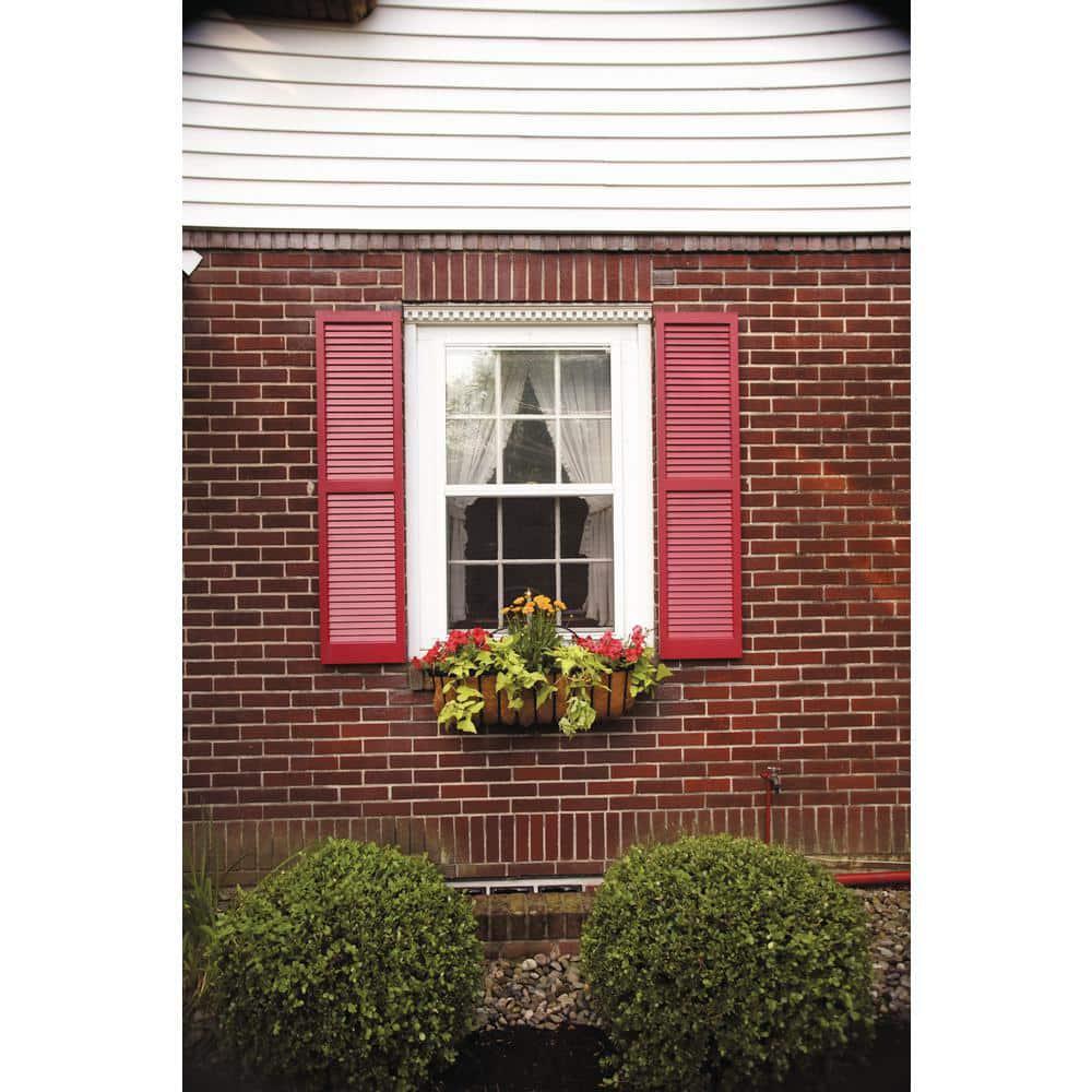 Pinecroft Exterior Louvered Shutters Pair 15 In. x 43 In. Rectangle Pine Frame