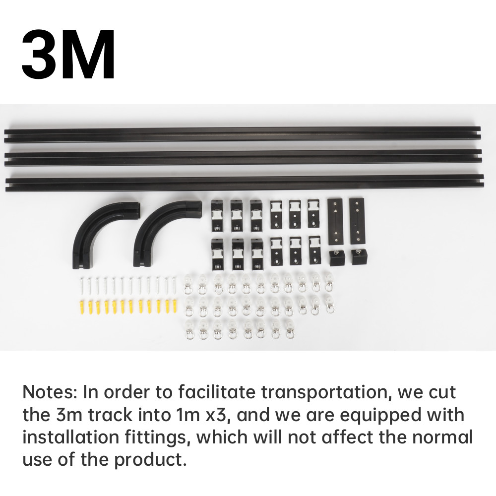 Aluminium Heavy Duty Curtain Track Kit with Hooks 3M Ceiling Mount for Space