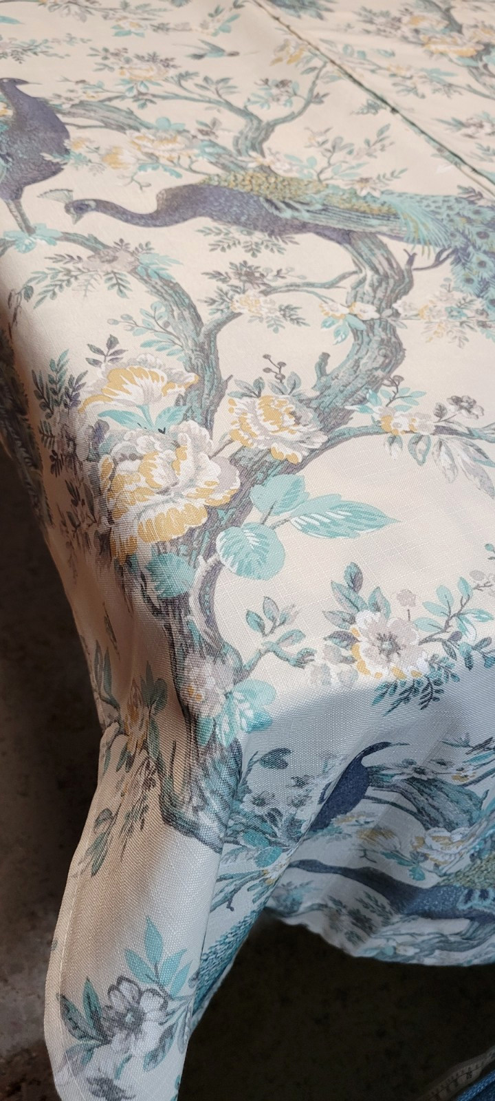 Laura Ashley 2 Belvedere Peacock Window Curtain Panels Blue Turquoise 36×95 Pair