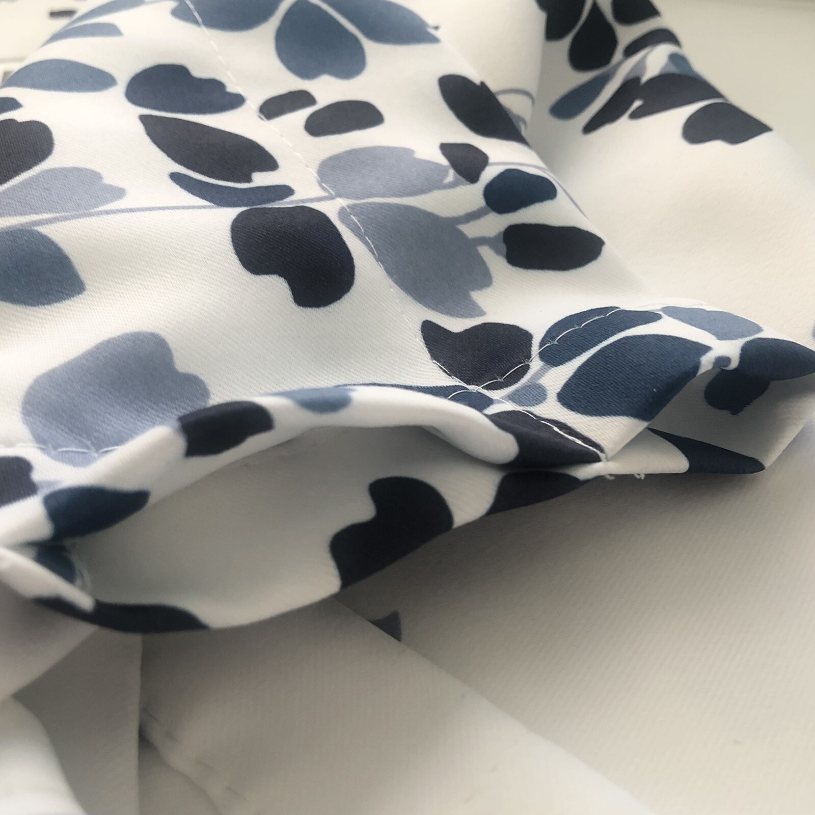 Half Moon Window Valance White Blue Floral Polyester 52 x18″ Soft Fabric