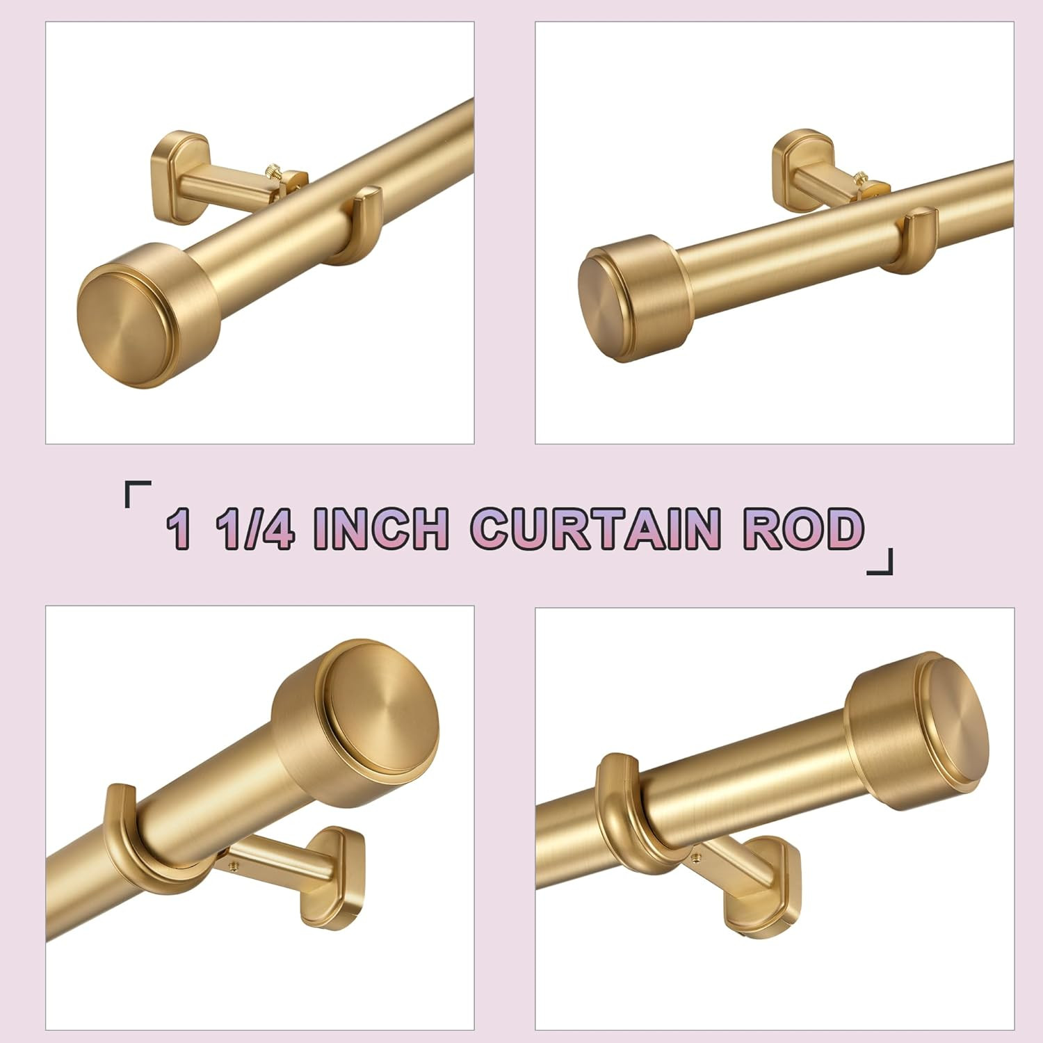 Heavy Duty Curtain Rods,1 1/4″ Large Diameter Premium Nonadjustable Curtain Rod,