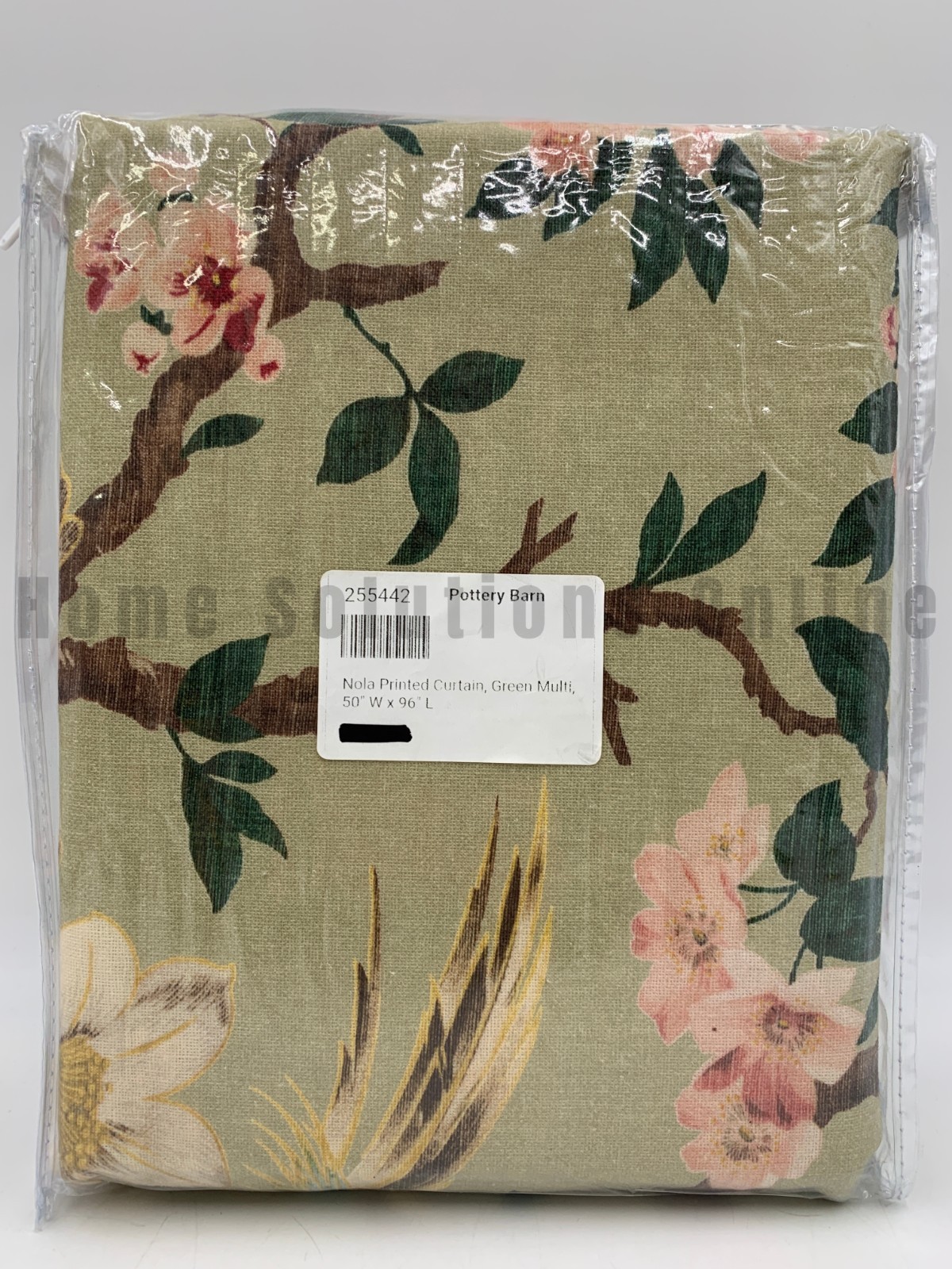 Pottery Barn Nola Floral Printed Cotton Lined Curtain Green Multi 96″ #S4238