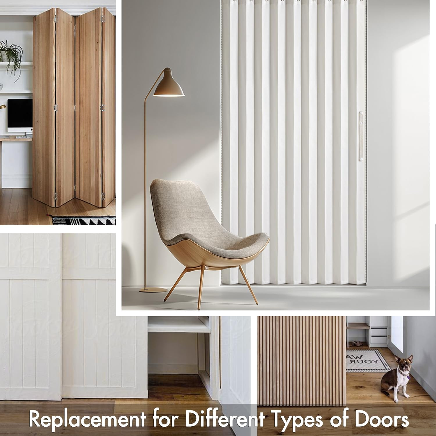 MIULEE Accordion Style Magnetic Folding Door Curtains for Doorways/Closet, Room