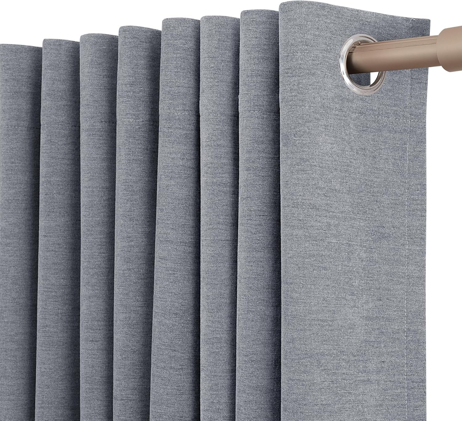 Charcoal Grey Blackout Curtains 84 Inch Long for Bedroom Grommet Chenille Velvet