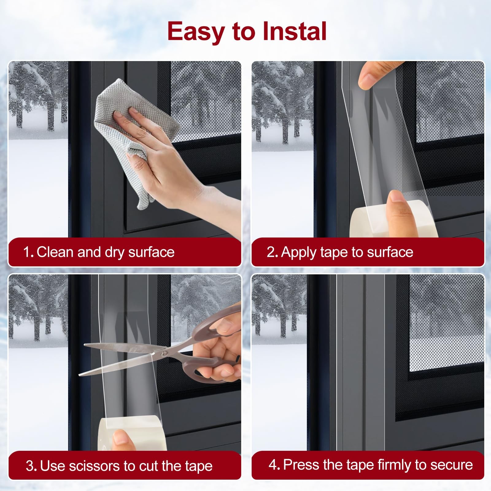 Litaibai Transparent Window Weather Sealing Tape – 2-Inch 2 In x 33 Ft, Clear