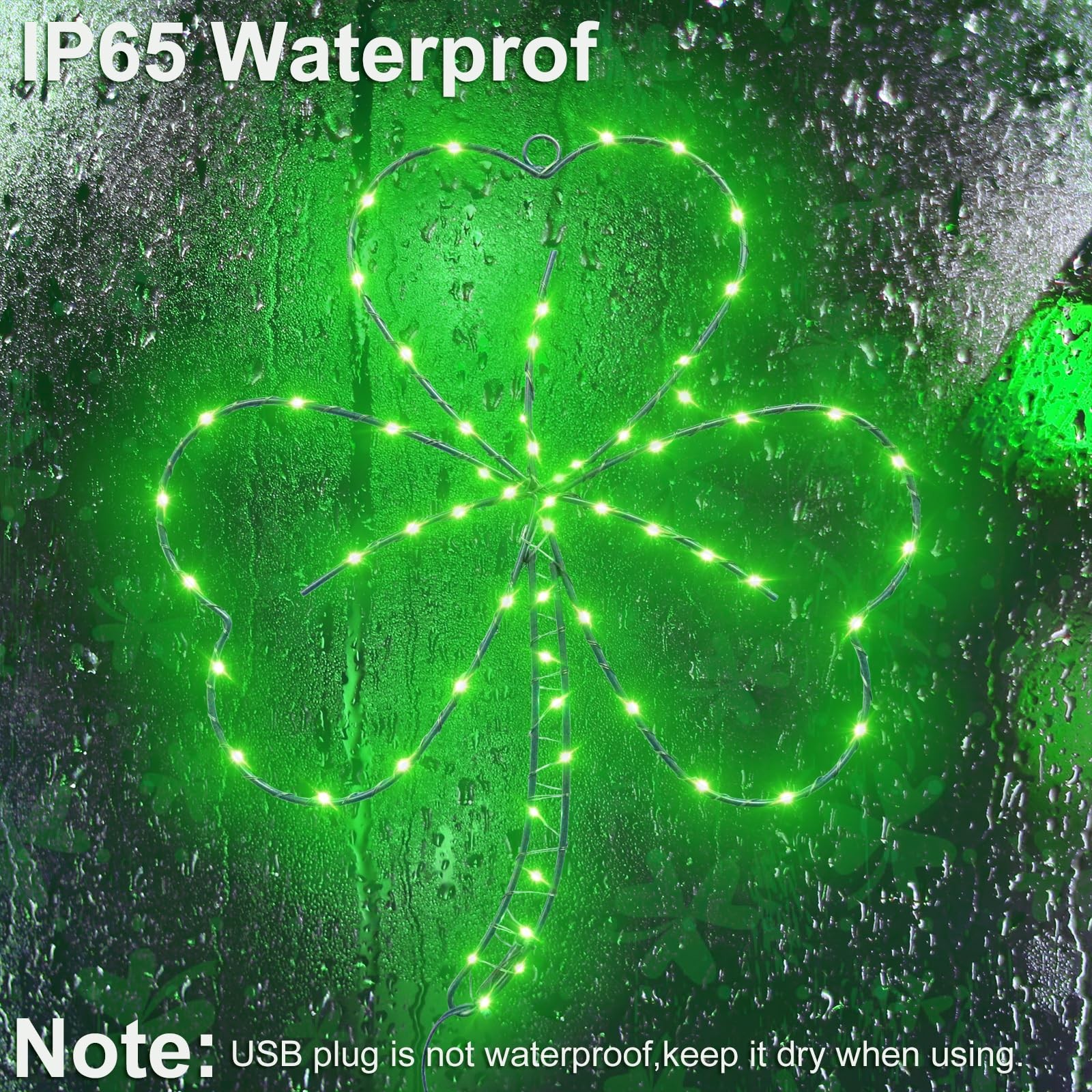 St. Patrick’s Day LED Shamrock Window Lights with Remote Control, 1 Pack