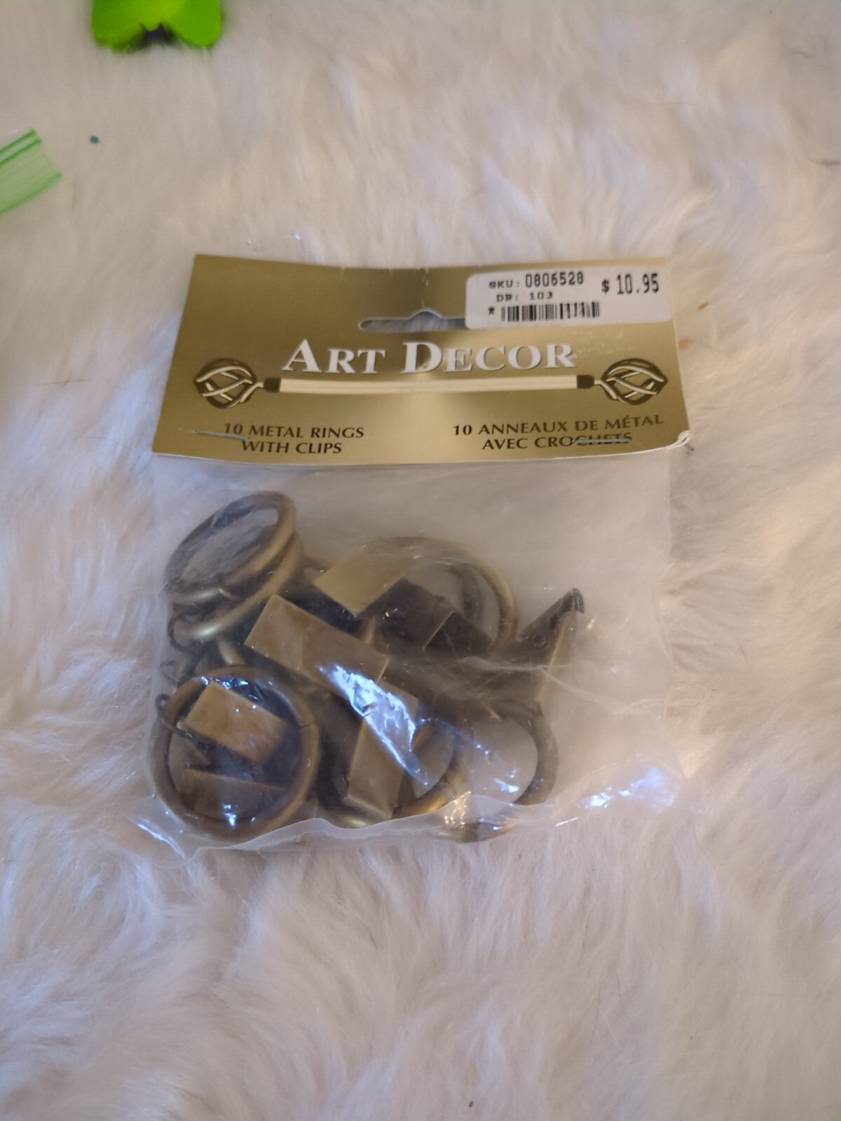 Lot 10 Art Decor Claire Fabrics Satin Gold Champagne Brass Curtain Clip Rings