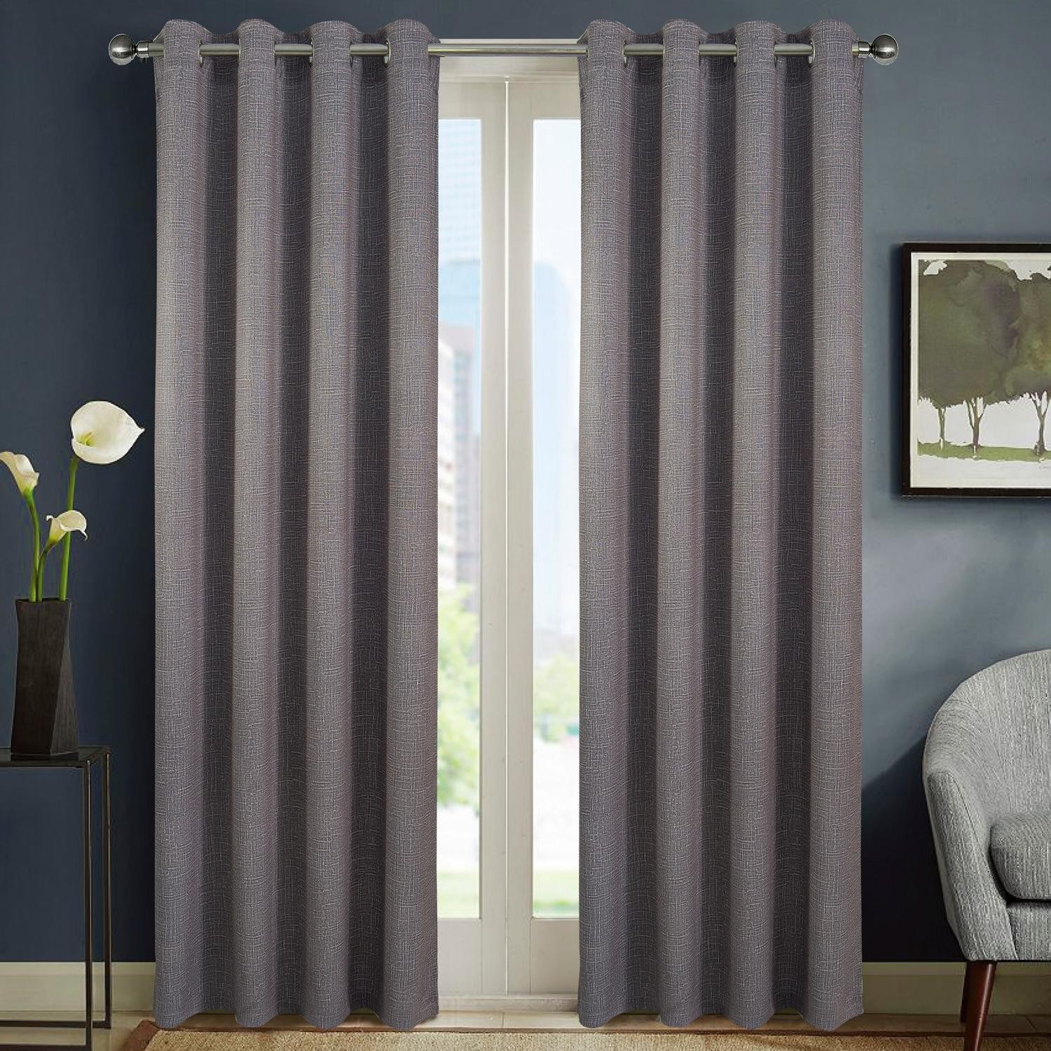 RT Designers Sofia Printed Blackout Grommet Panel – 52×84″, Charcoal