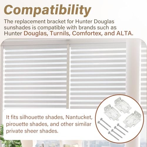 Blinds Shade Brackets for Silhouette, Nantucket, Pirouette – 3-Pack, White