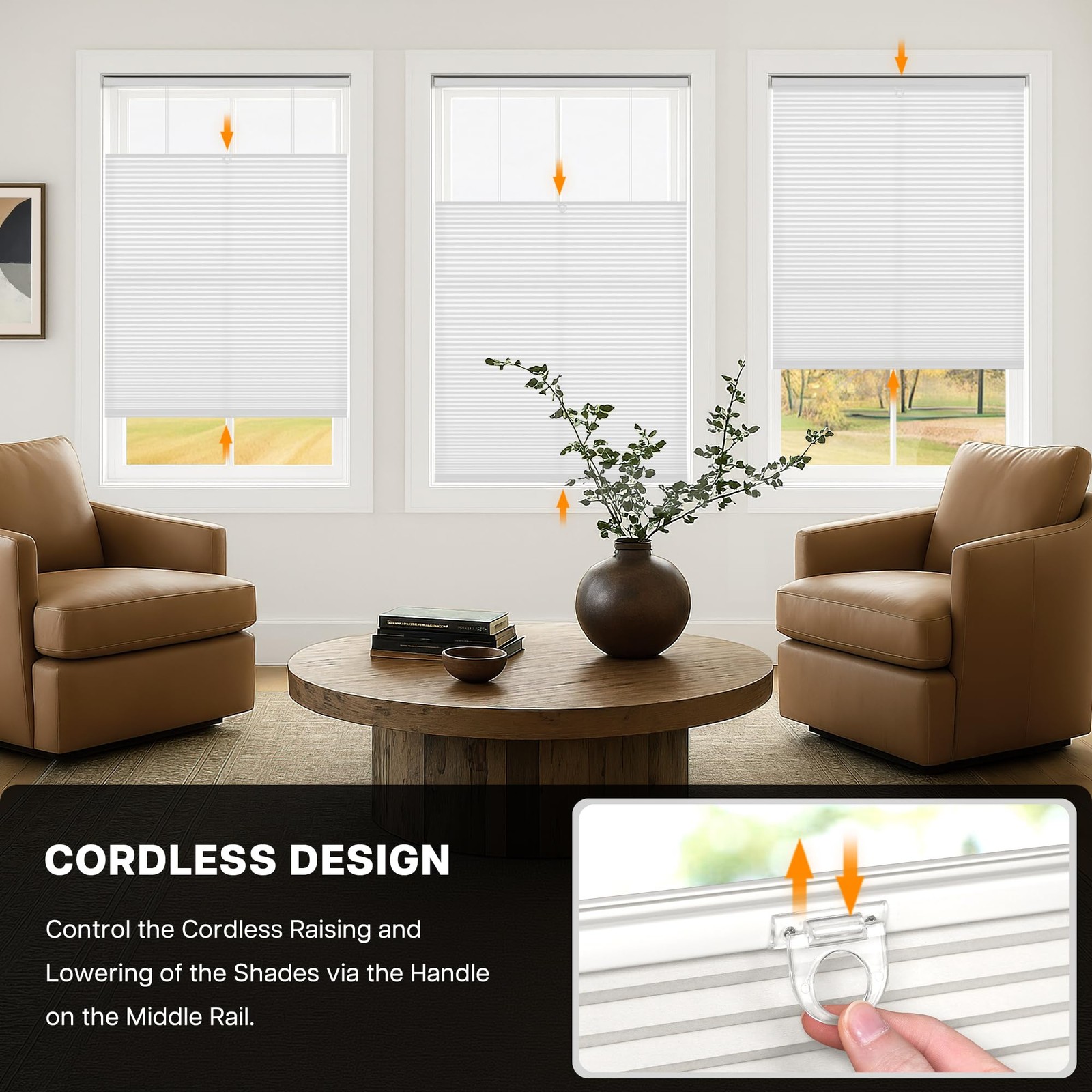 Top Down Bottom Up (TDBU) Cordless Cellular Shades – Light Filtering with Pri…