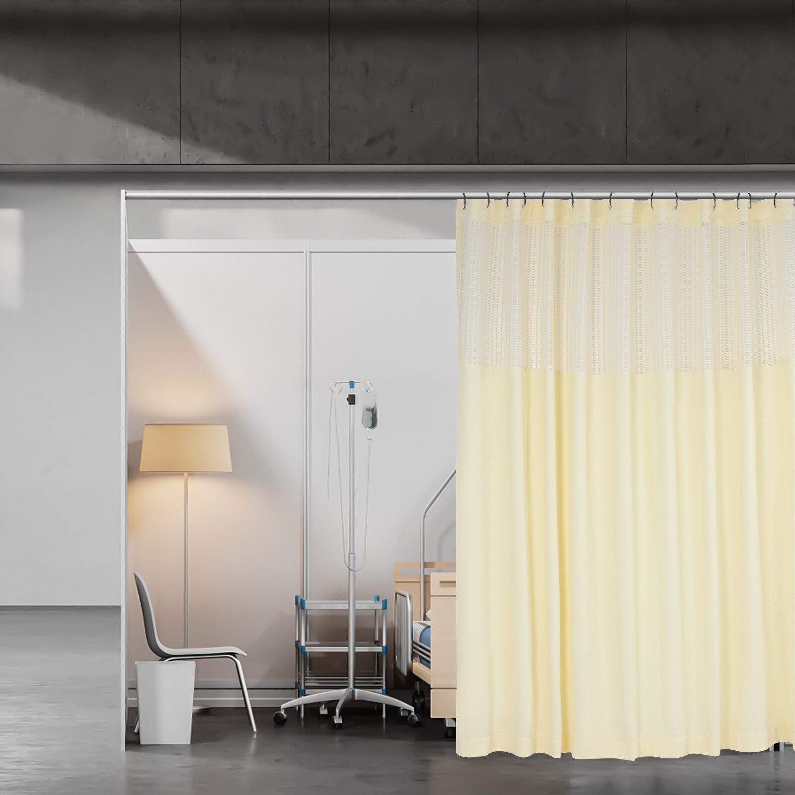Room Divider Curtain Panel Privacy Screen Curtain Thermal Insulated W/ Mesh Top.