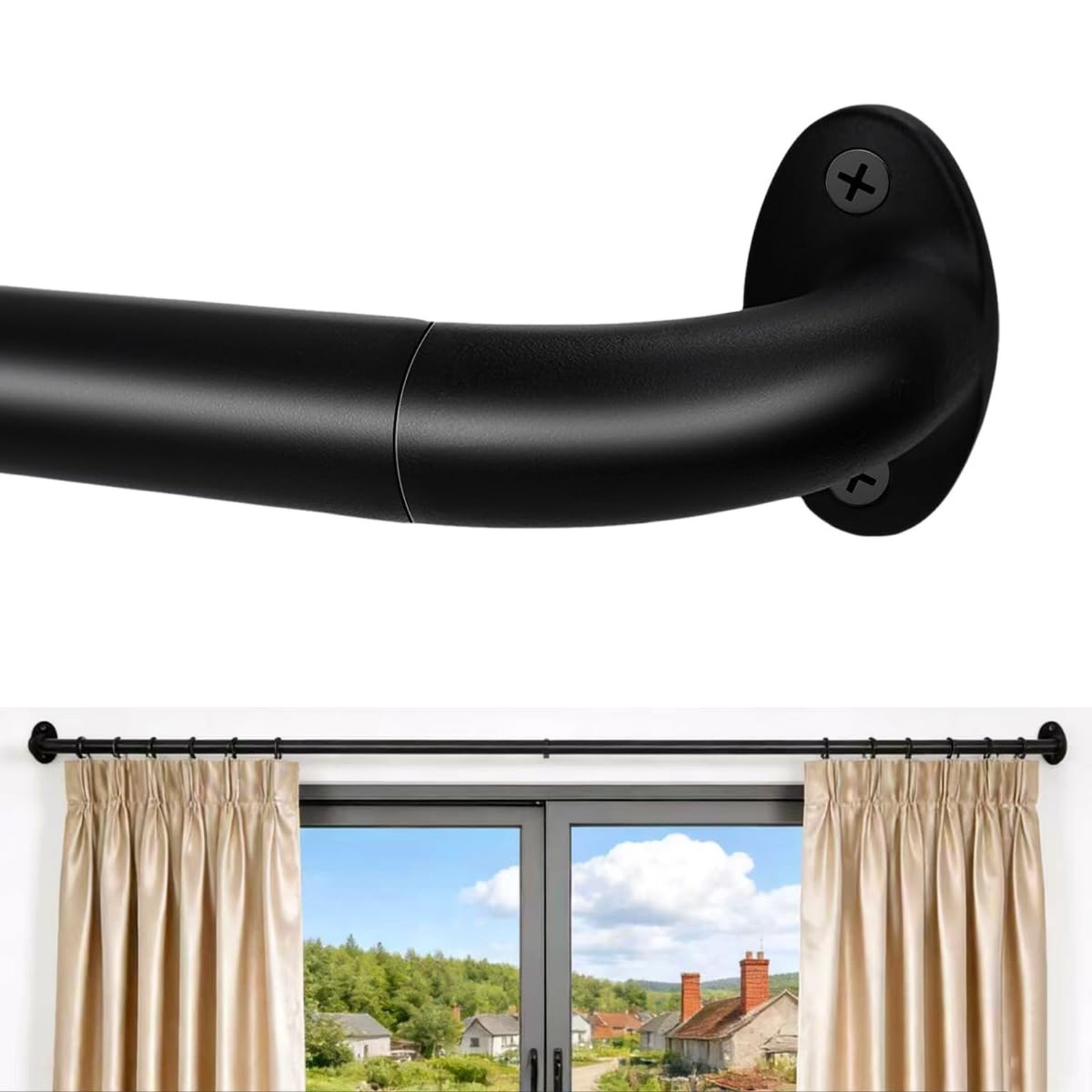 Blackout Curtain Rod For Windows,Wrap Around Curtain Rods 1 Inch Diameter,Roo…