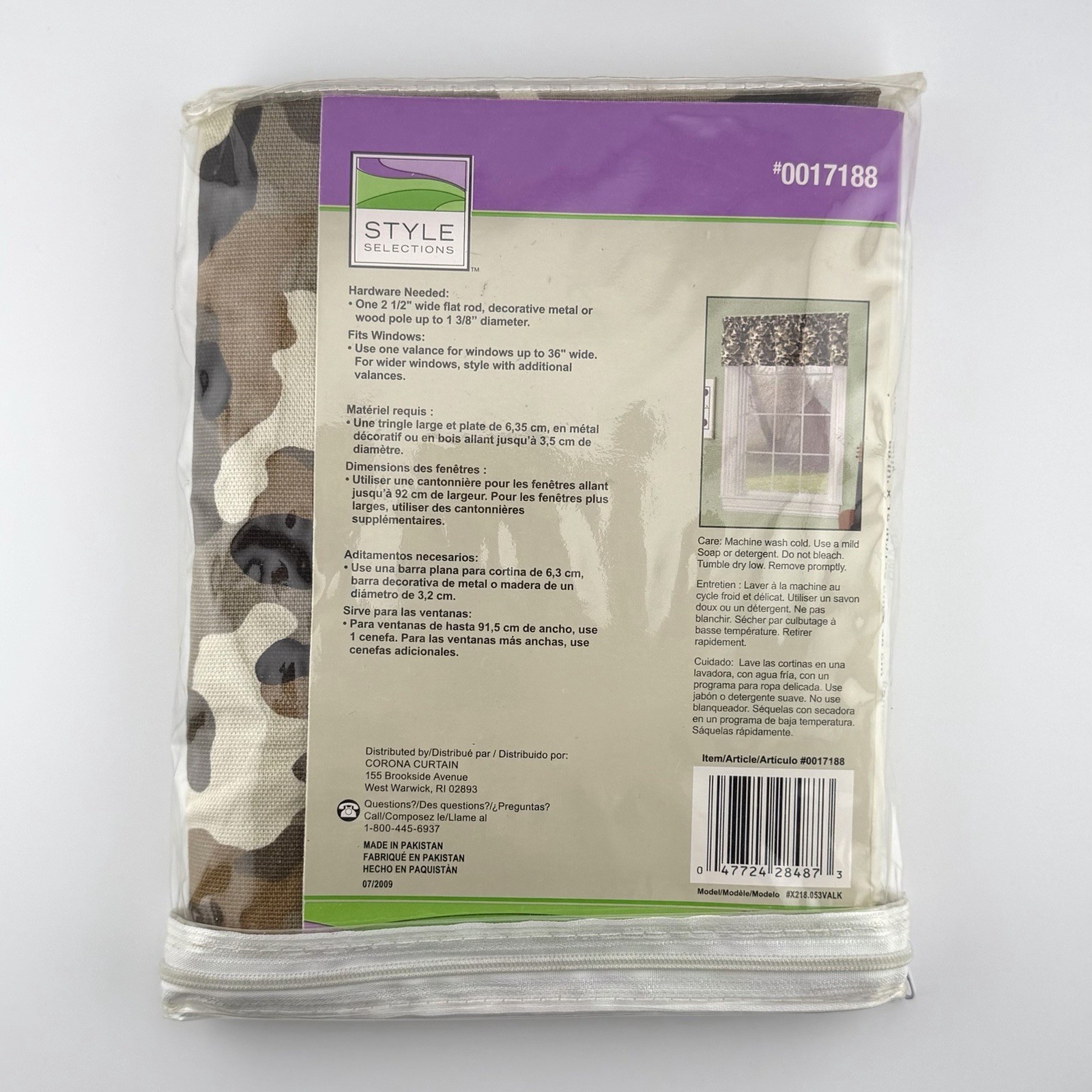 Green/Brown Camo Window Valance Style Selections 60” x 15” NEW 100% Cotton Duck