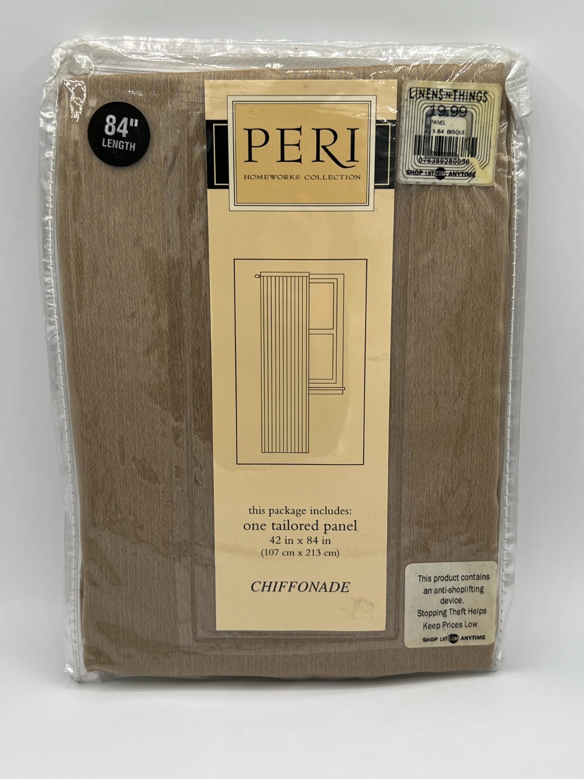 Peri Homeworks Collection One Tailored Panel 42” x 84″ Chiffonade Nutmeg New