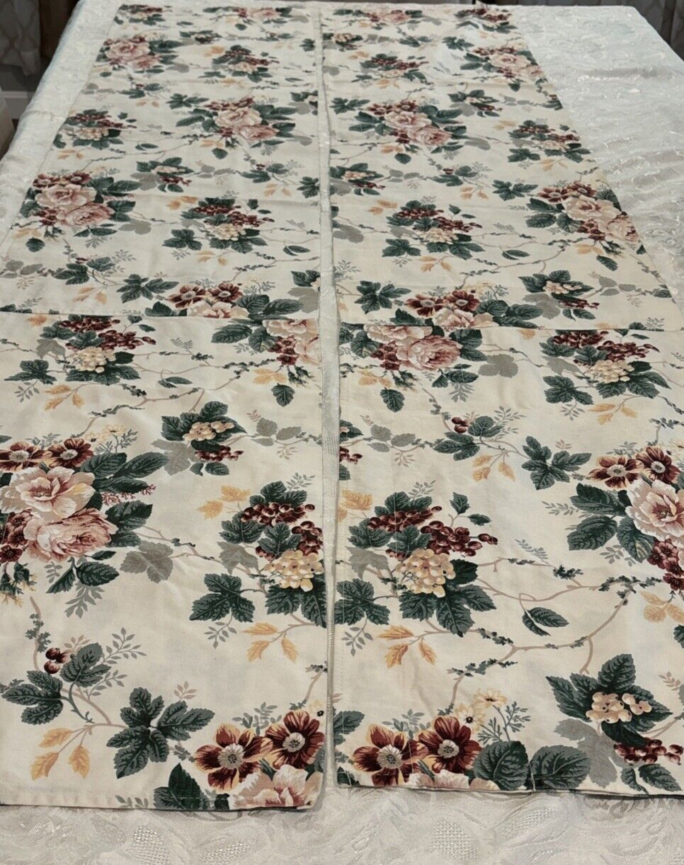 Two Waverly Home Fashions Valances Floral Grapes Burgundy Green White 74×15”.