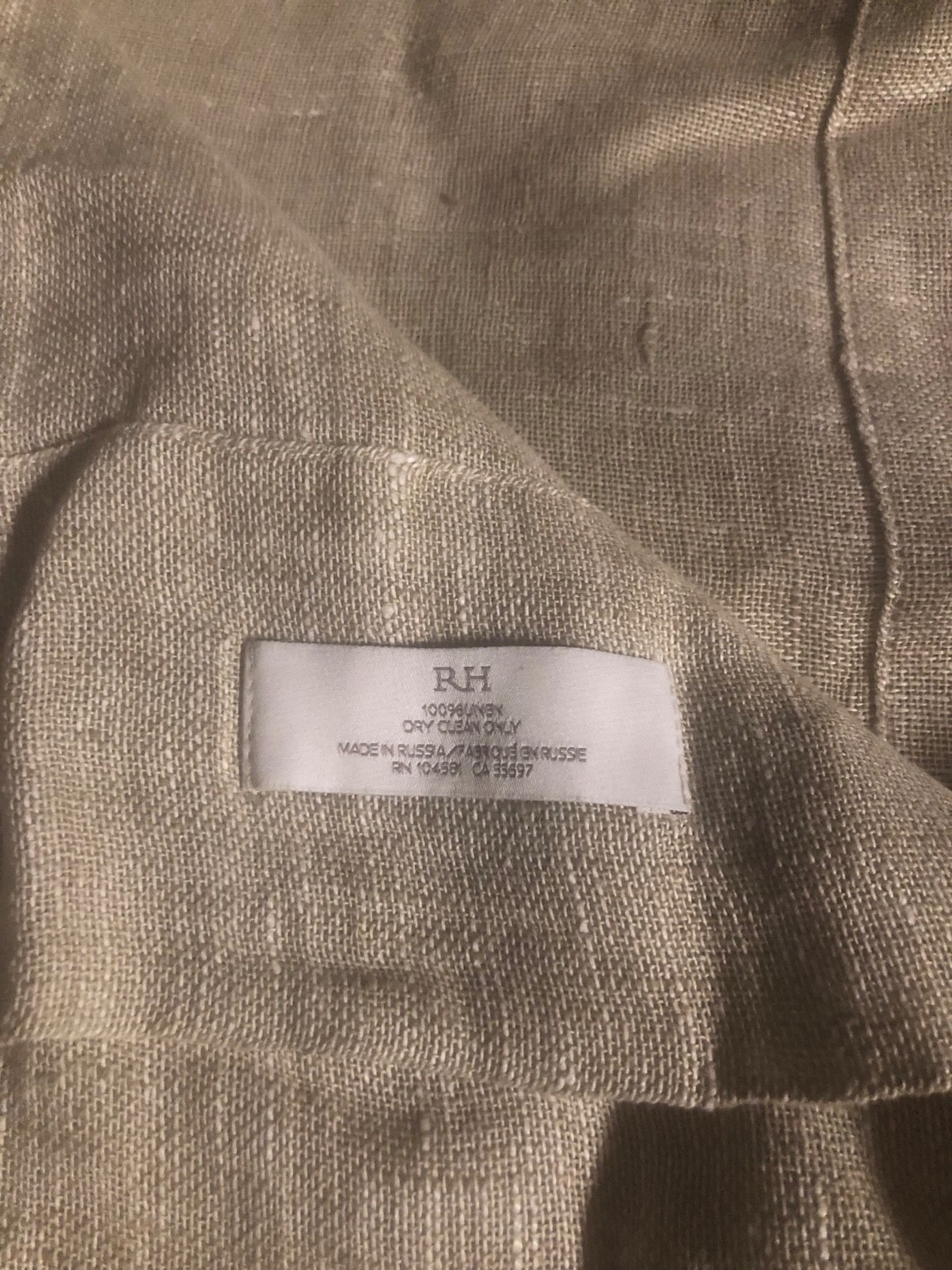 RESTORATION HARDWARE 1 PANEL CURTAIN 100% LINEN NATURAL BEIGE ROD POCKET 48X106″