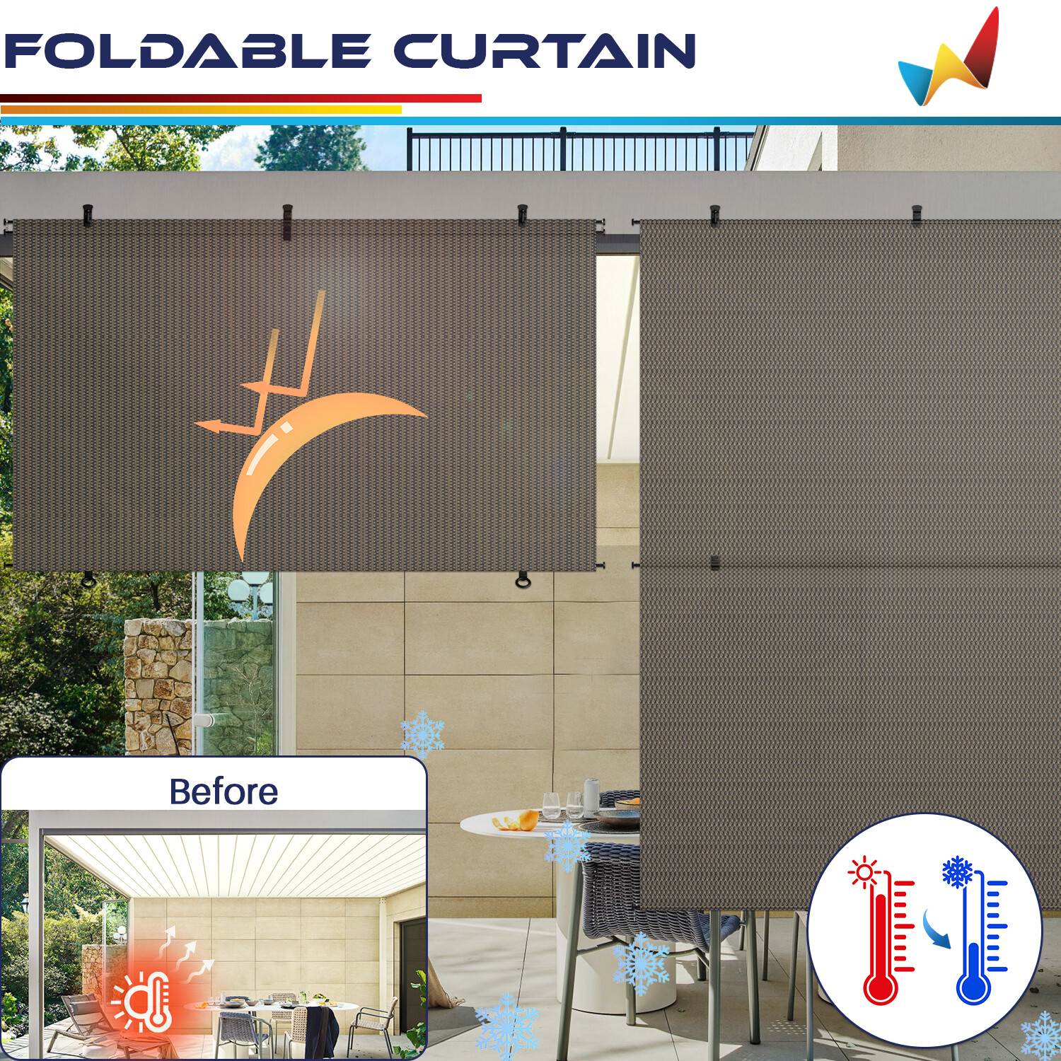 Customize Foldable Sunshade Curtain Roll up Shade Patio Porch Pergola Brown