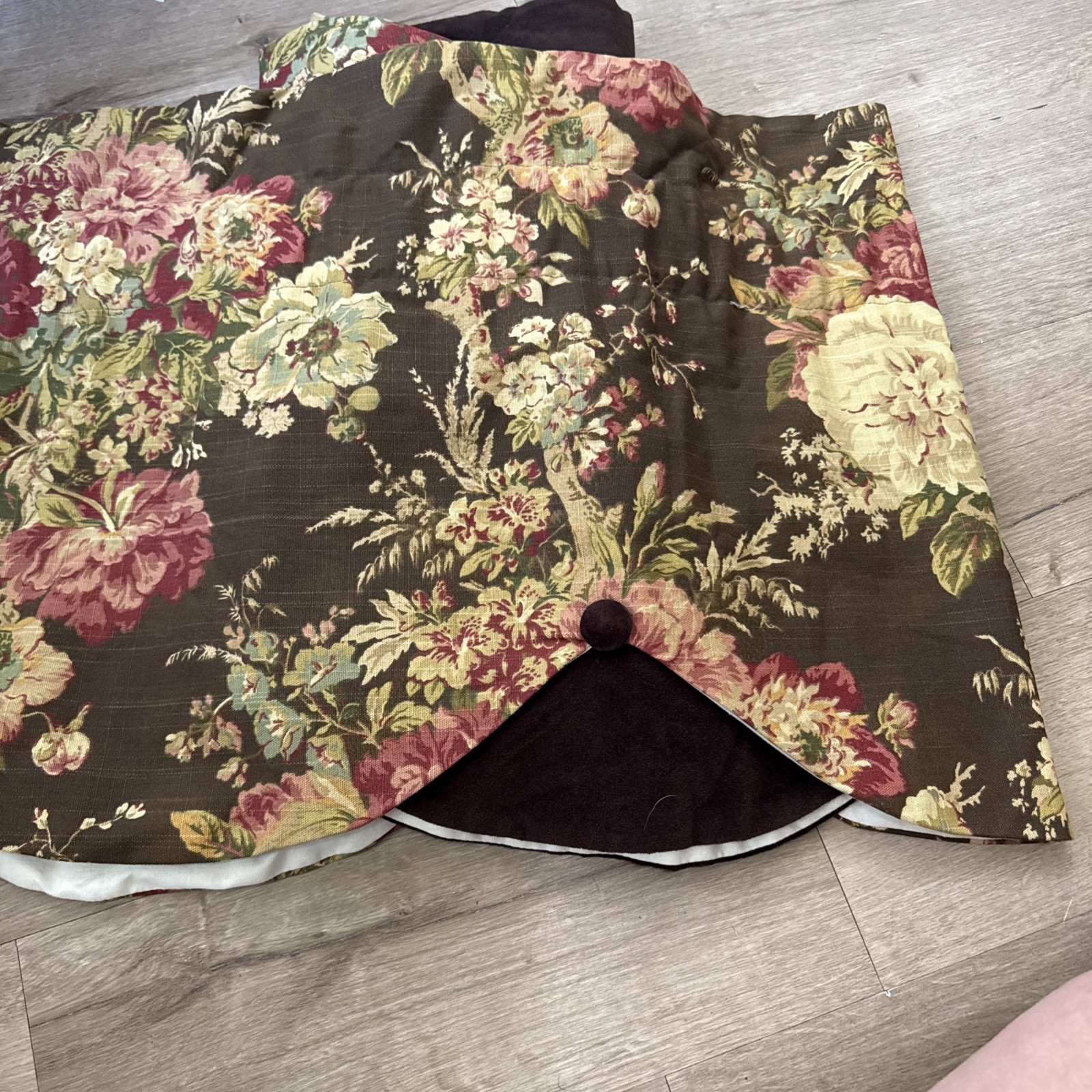2 Custom Waverly Imperial Dress Antique Brown Valance 72″x17″ Floral Curtains