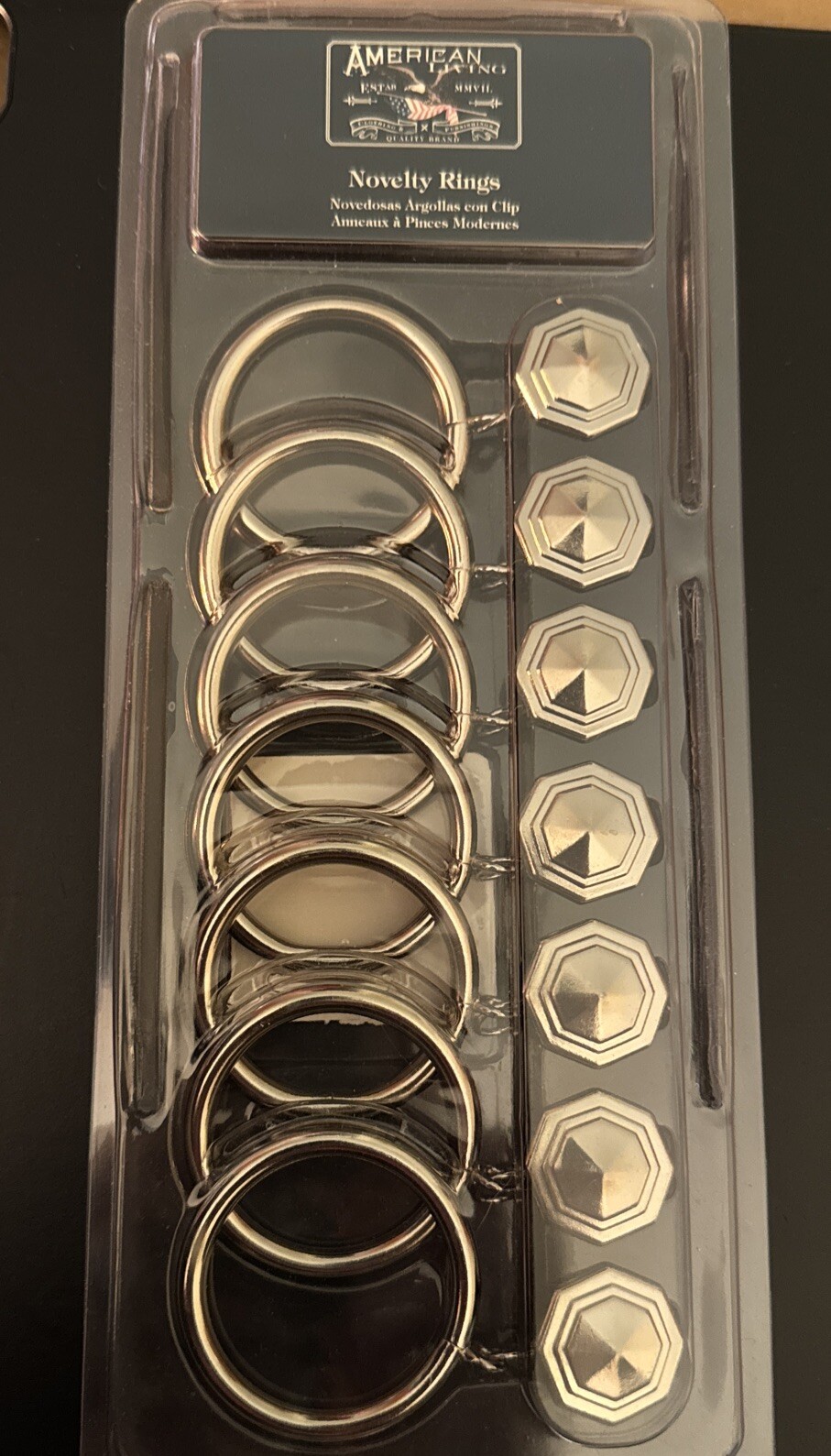 Polished Nickel American Living Curtain/ Drapery Clips Rings •3/4 inch•7 Count