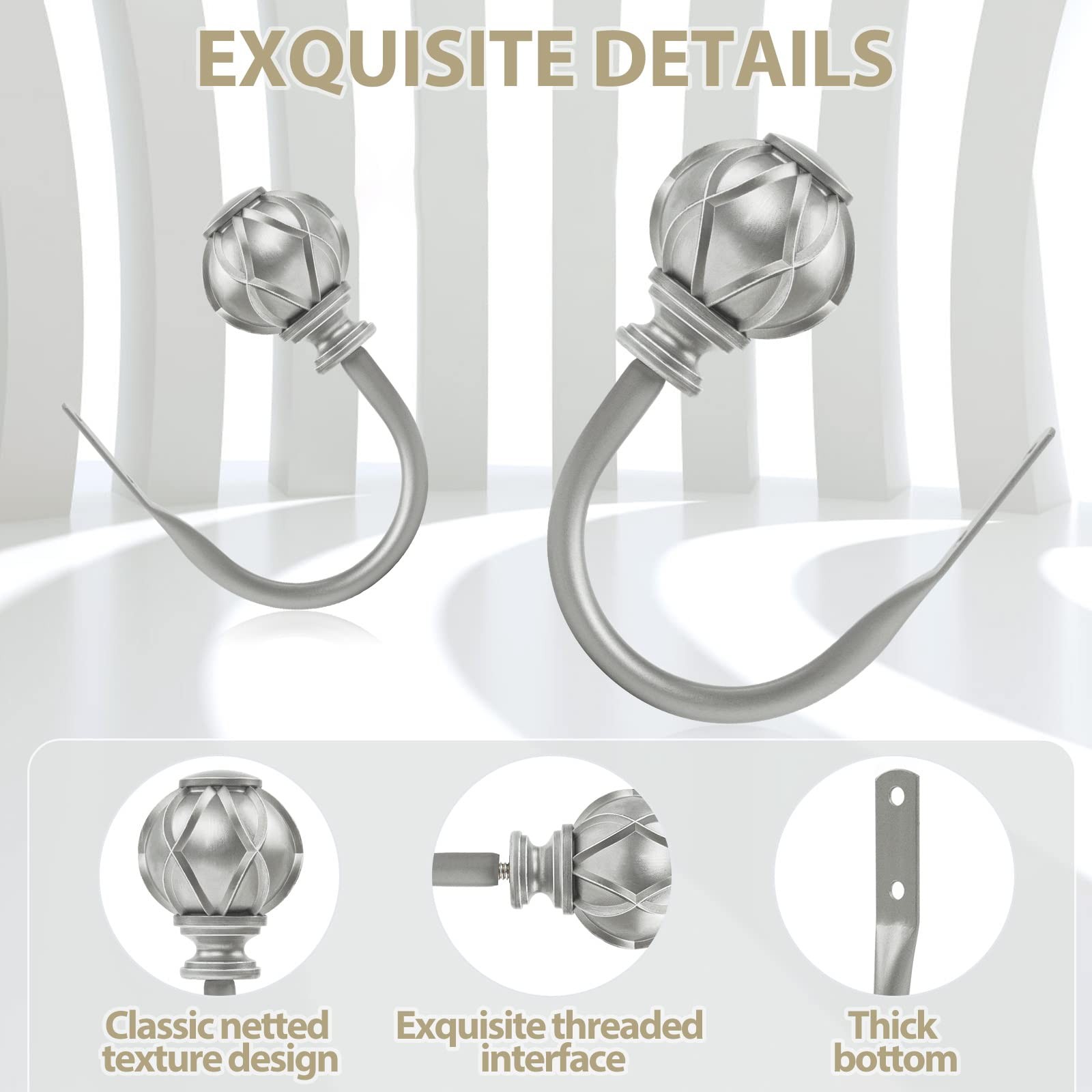 Decorative Curtain Drapery Holdbacks, Curtain Tiebacks Hooks with Screws Wall Mo