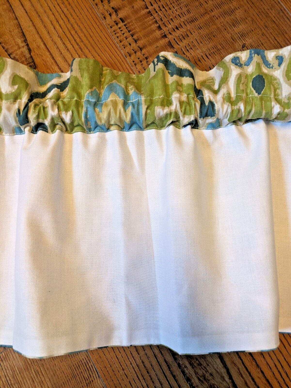 Torquoise, Aqua, Green & Ivory Patterned Lined Straight Valance 52″x11.5″
