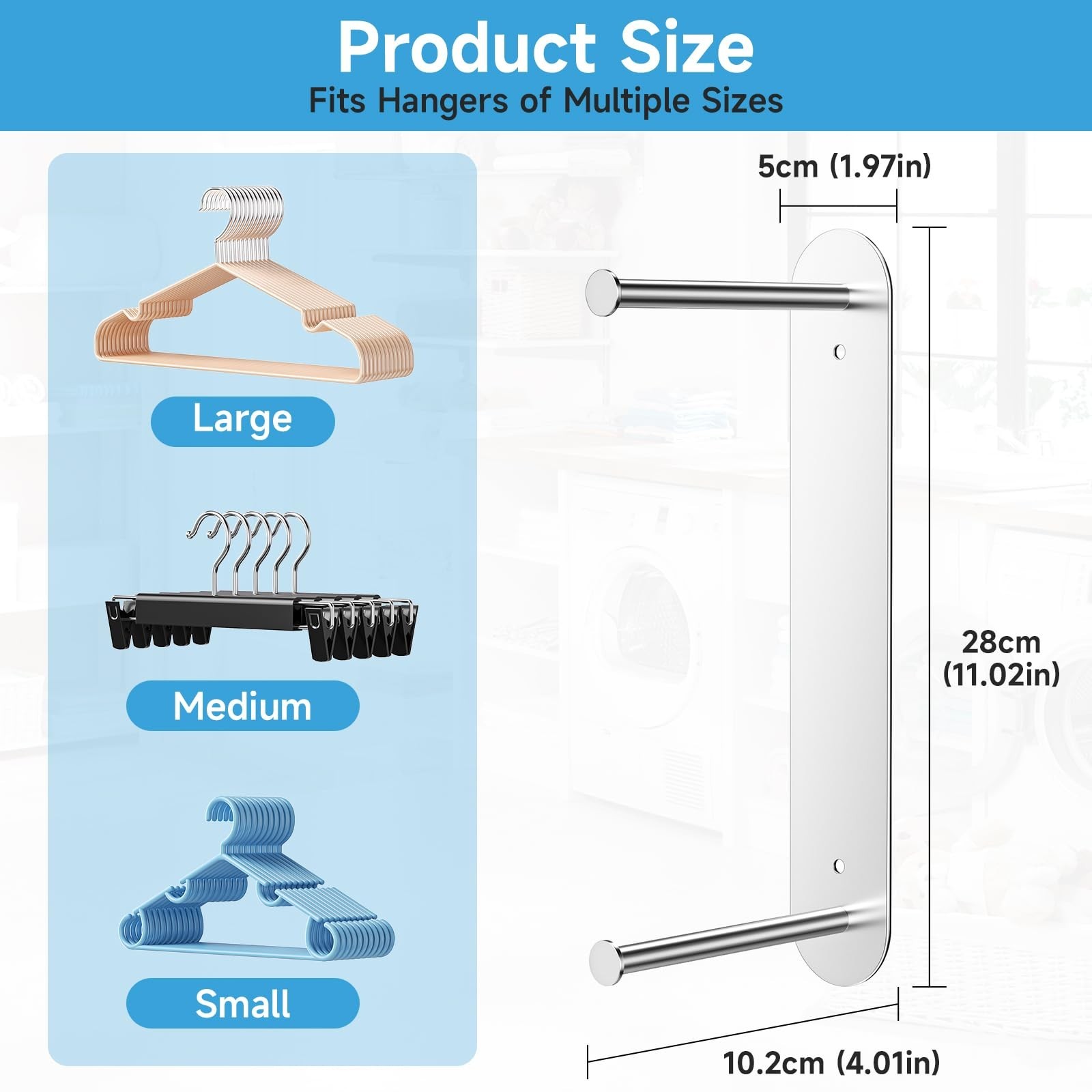 Hanger Holder for Laundry Room, Wall Mounted Clothes Hanger Organizer Stacker…