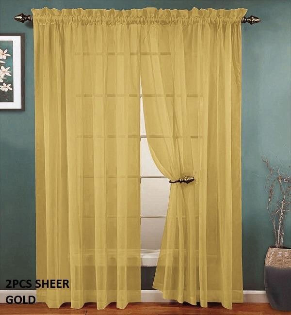 Solid Sheer Curtain Set (2 Panels) in 17 Different Colors!