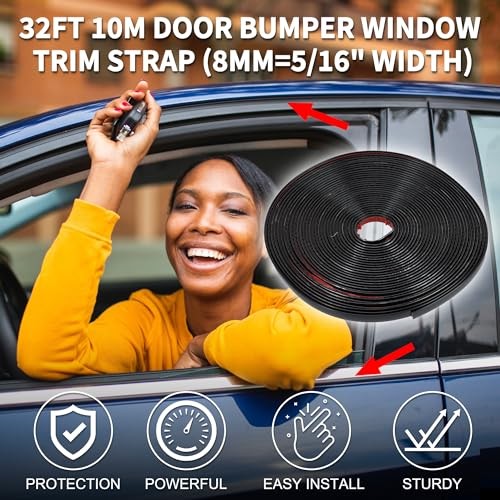 Car Truck Window Trim Strip 5/16″ Width 32Ft 10m Self Adhesive 8mm Black