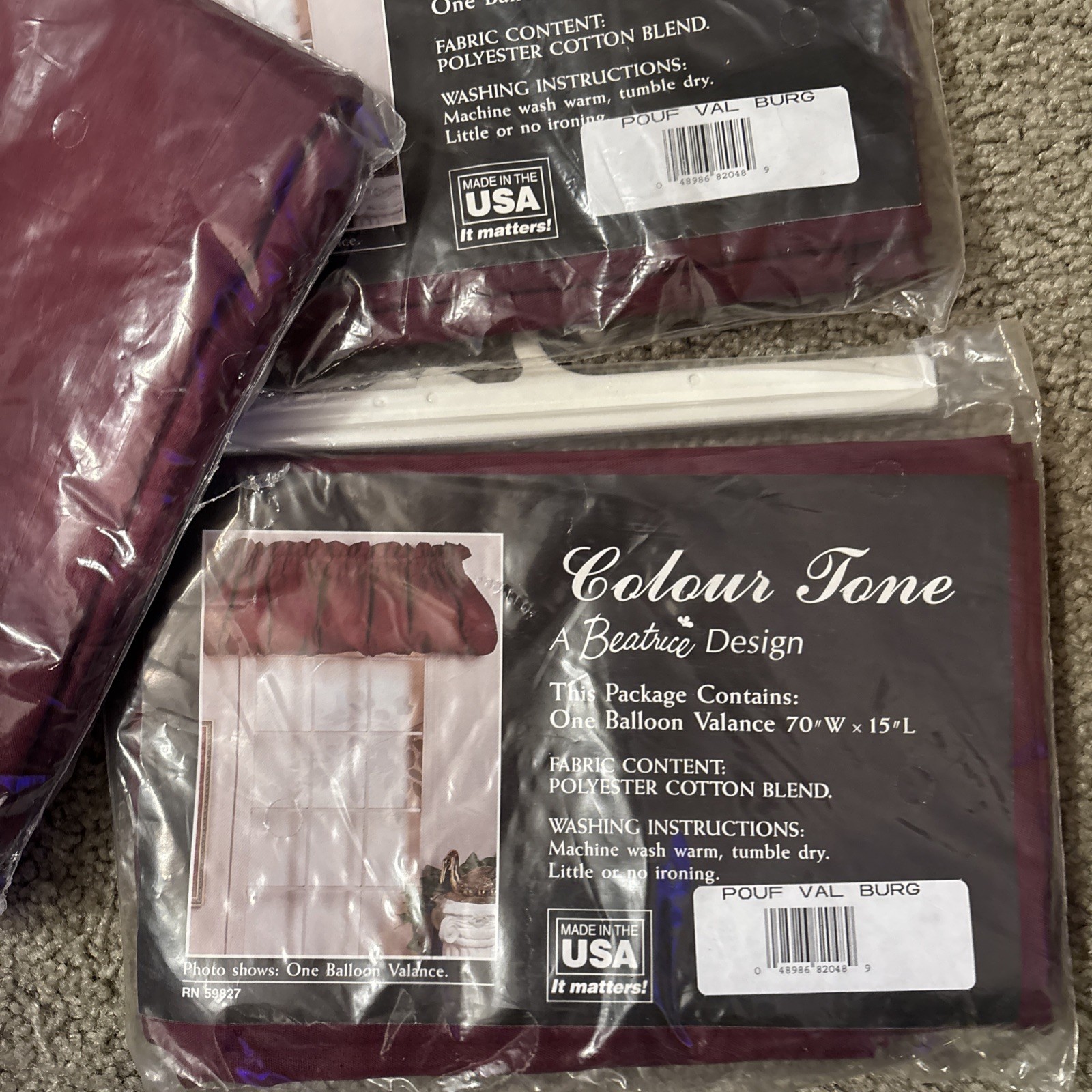 Vintage Balloon Valance, 70” X 15″, Burgandy 3pks