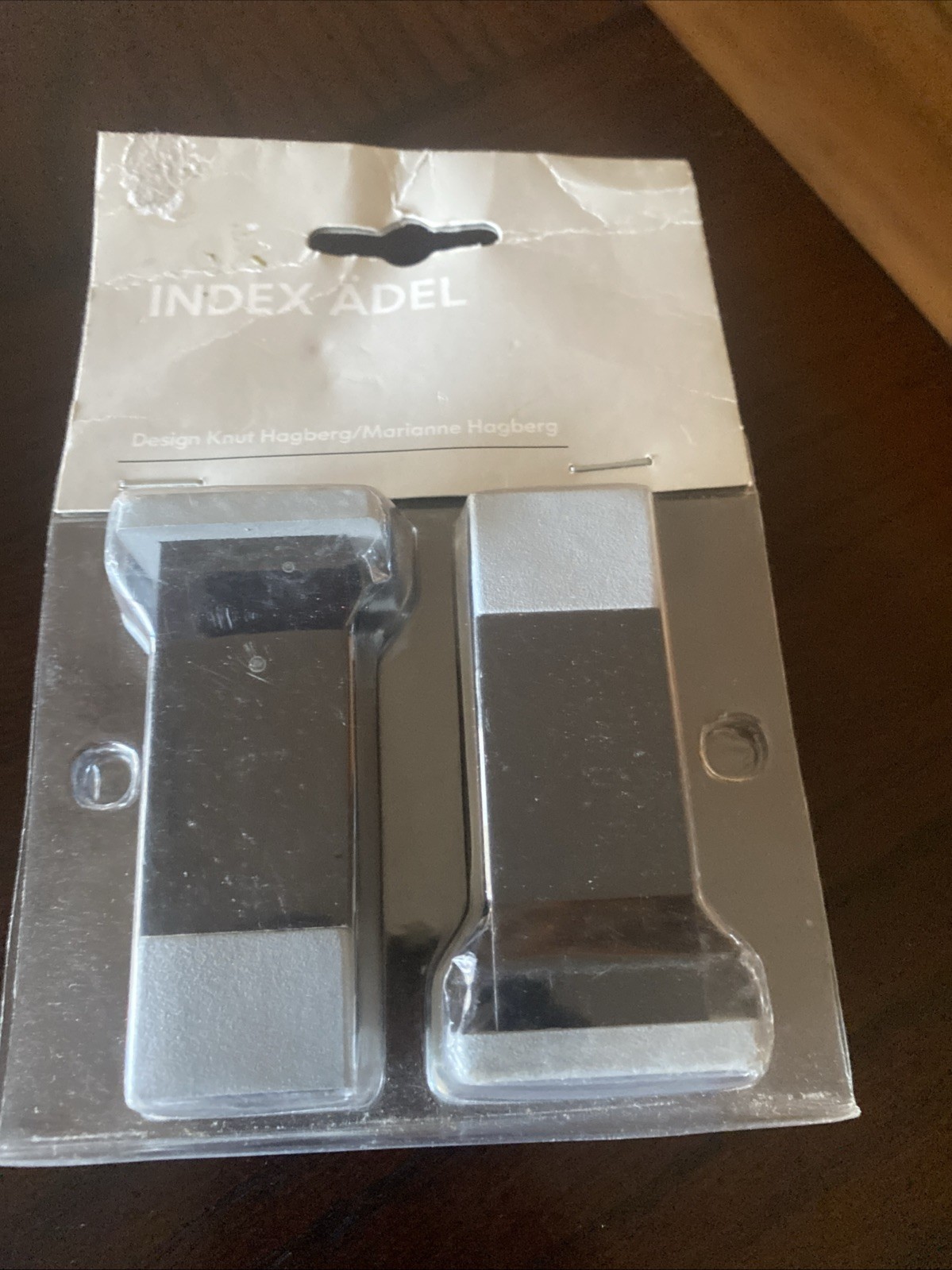 IKEA Index Adel Black/Grey Rectangular Finials for Curtain Rods (3 pair) NIP