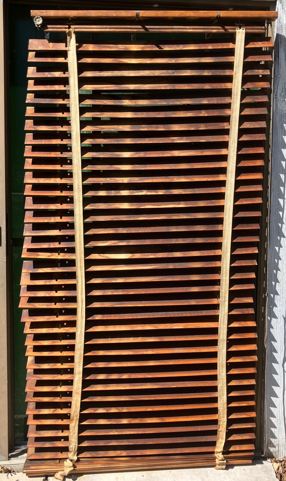 Large Antique Wood Venetian Window Blind 40″ W 36 Slats As Is