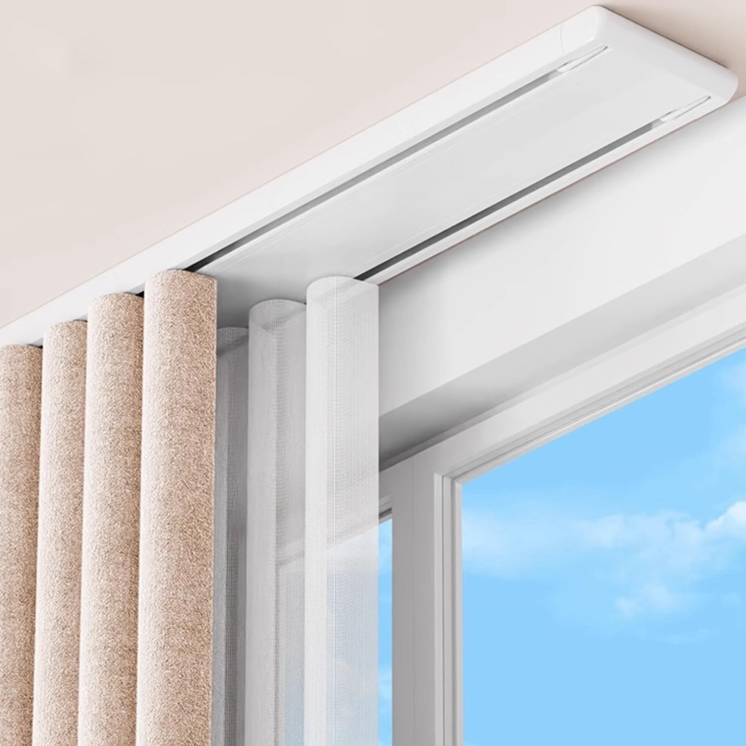 Heavy Duty Double Row Curtain Track System – Ceiling Mounted Sliding Rails for R