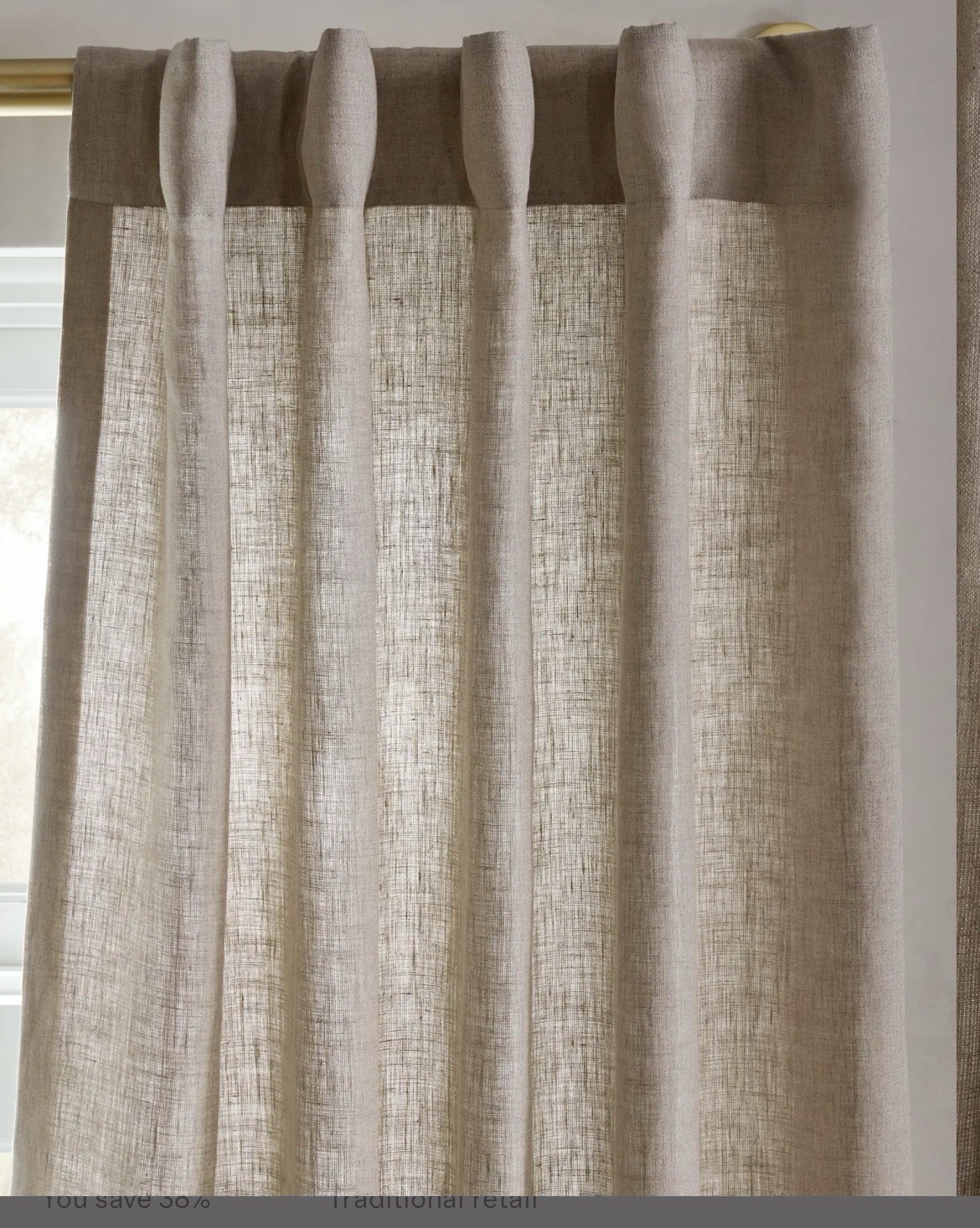 Quince European Linen Single Panel Curtain In Dark Flax, 48×96