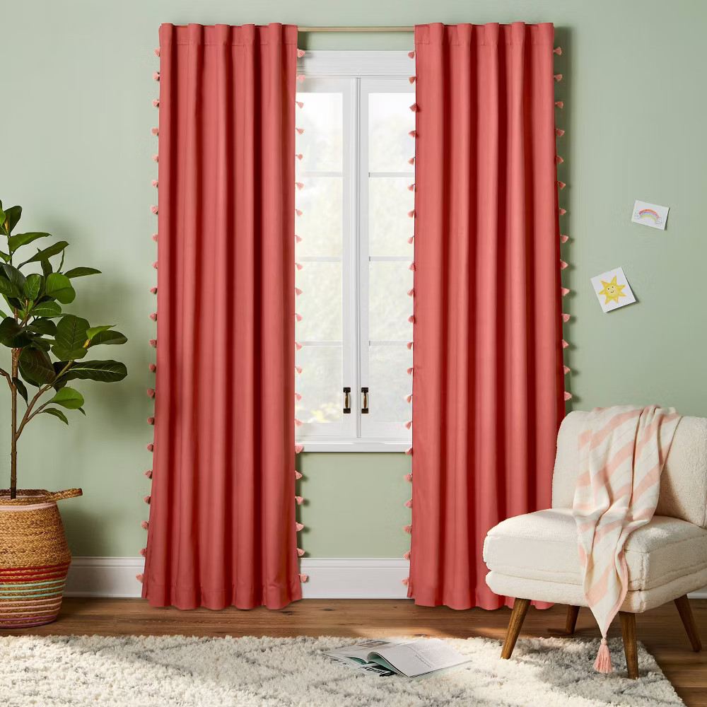 95″ Blackout Tassel Kids’ Curtain Panel – Pillowfort