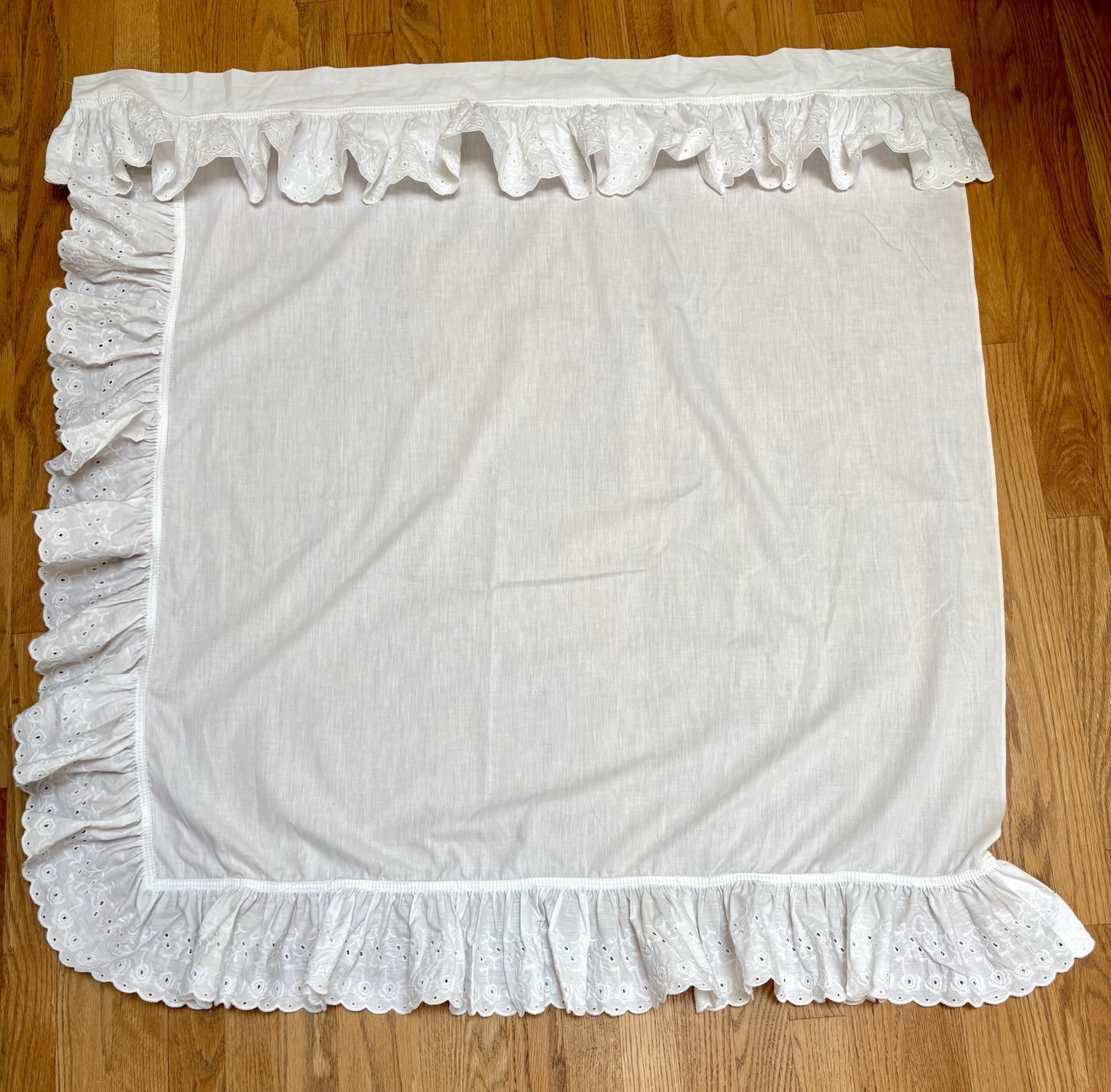 Set of 2 White Eyelet Lace Ruffle Curtain Drape Panels 42″ W x45″L Shabby Chic