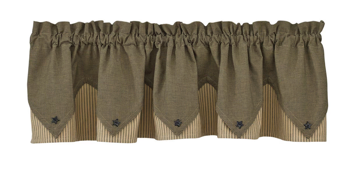 PRIMITIVE STAR LINED POINT VALANCE, NEW IN PACKAGE, FREE SHIPPING! 72X15