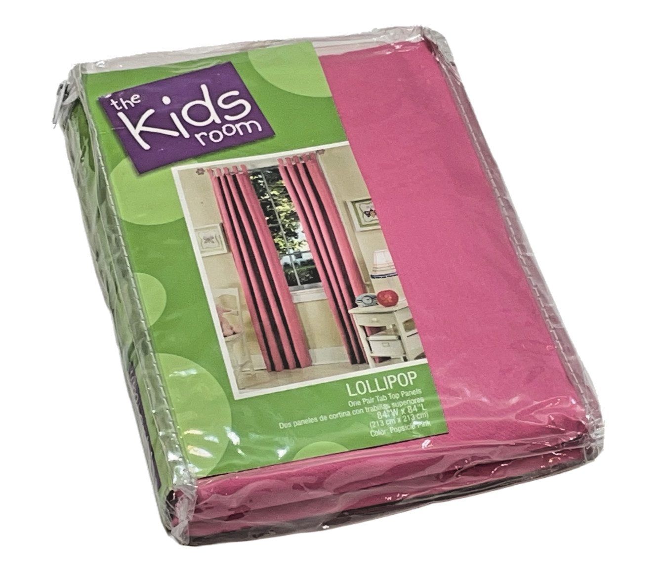 The Kids Room Lollipop Tab Top Panel Pair 84″ x 84″ Popsicle Pink Cotton Blend