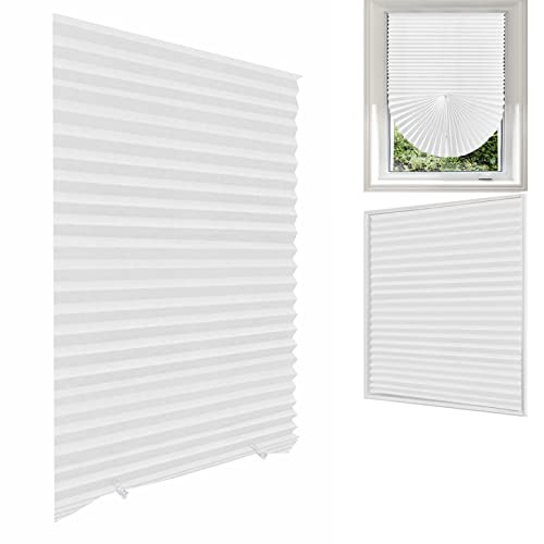 MALOKI Temporary Window Blinds, Pleated Shades 24″W x 59″H White – 1 Pack